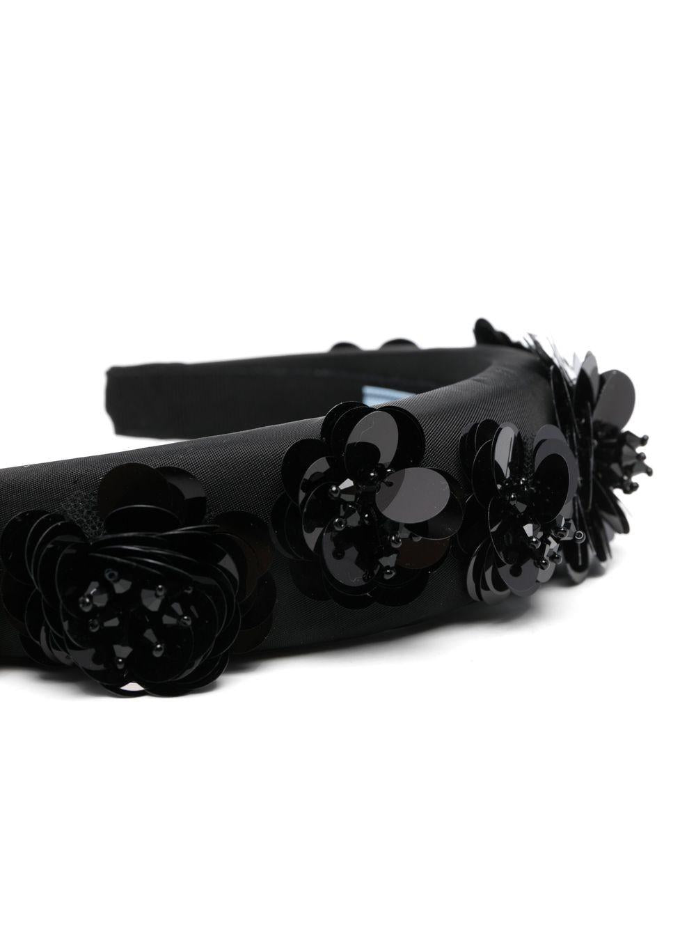 Re-nylon headband with 3D flowers 1IH019 11WPF0002 PRADA