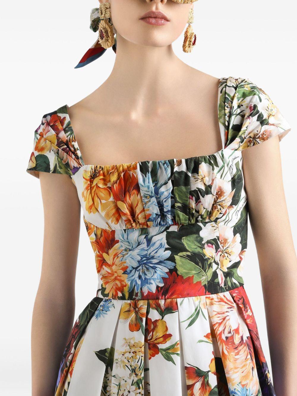 Flower bouquet-print poplin dress F6TVKT HS5TRHA5PC DOLCE & GABBANA