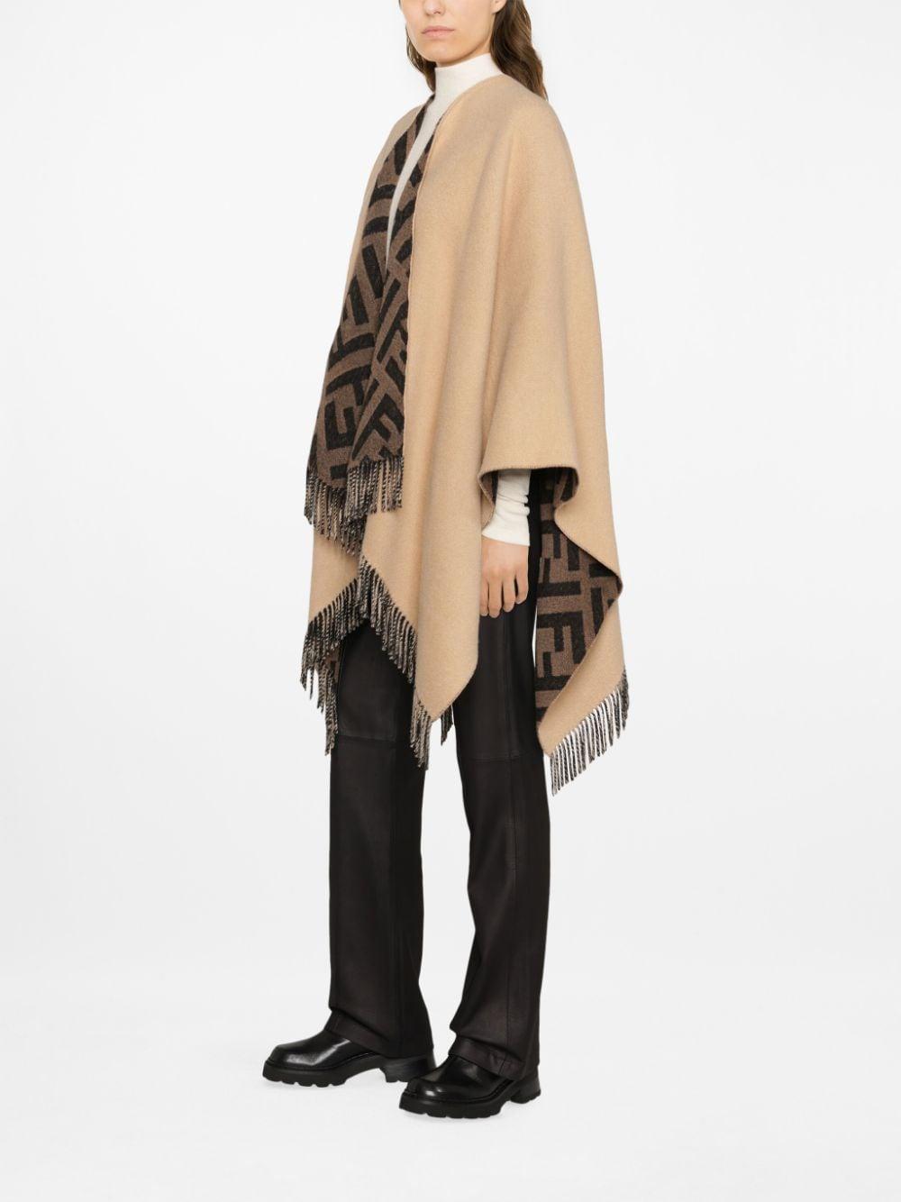 Double-fast poncho with fringes FXX715 AEOWF0DKM FENDI