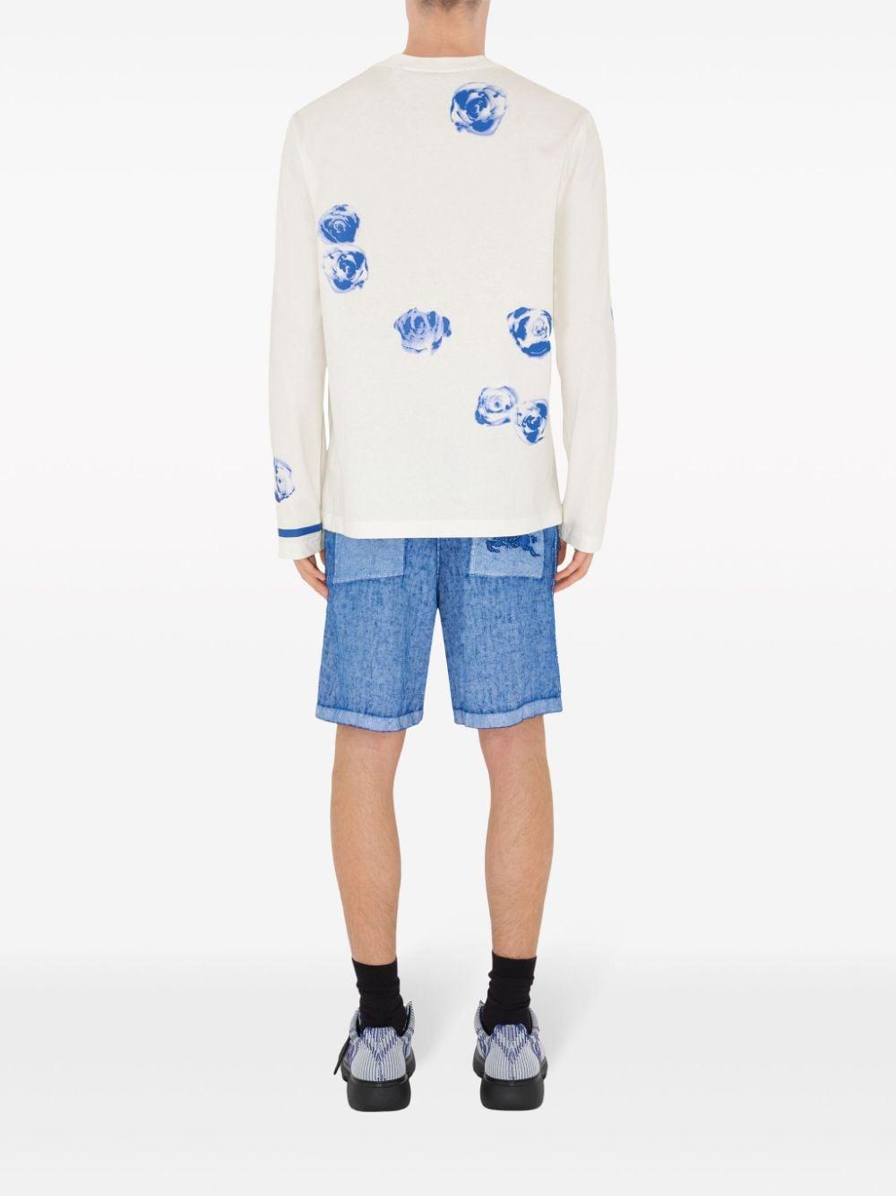 Equestrian Knight-appliqué linen shorts<BR/><BR/><BR/> 8081793 B7323 BURBERRY