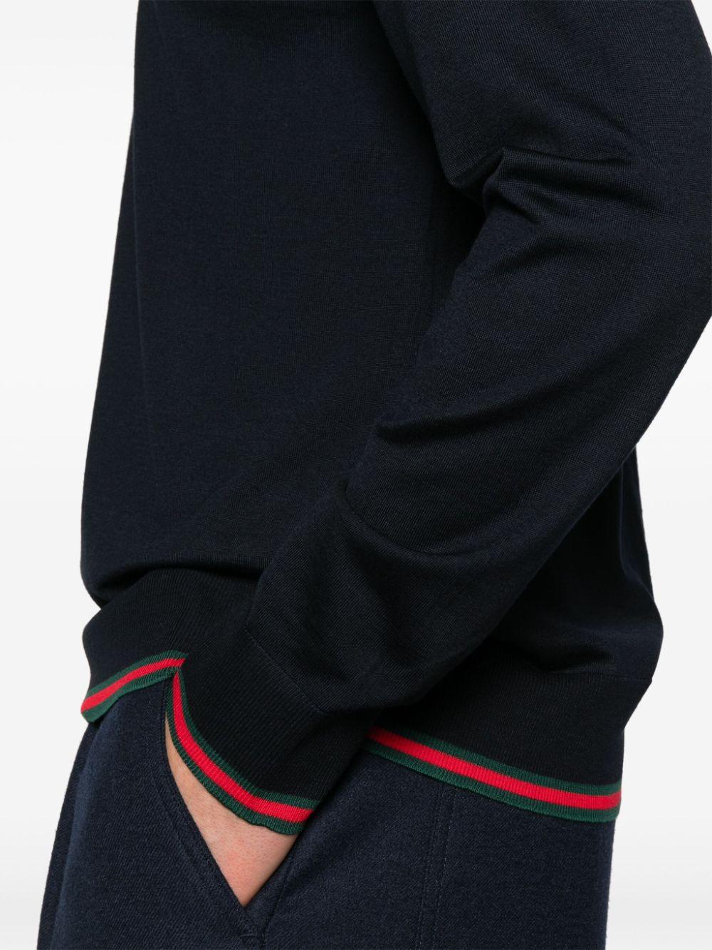 Web-trim wool sweater<BR/><BR/><BR/> 814531 XKEJ14060 GUCCI
