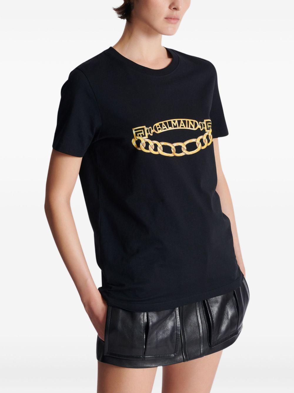 Short-sleeved Balmain Chain print T-shirt FF1EF004GE97 EAD BALMAIN