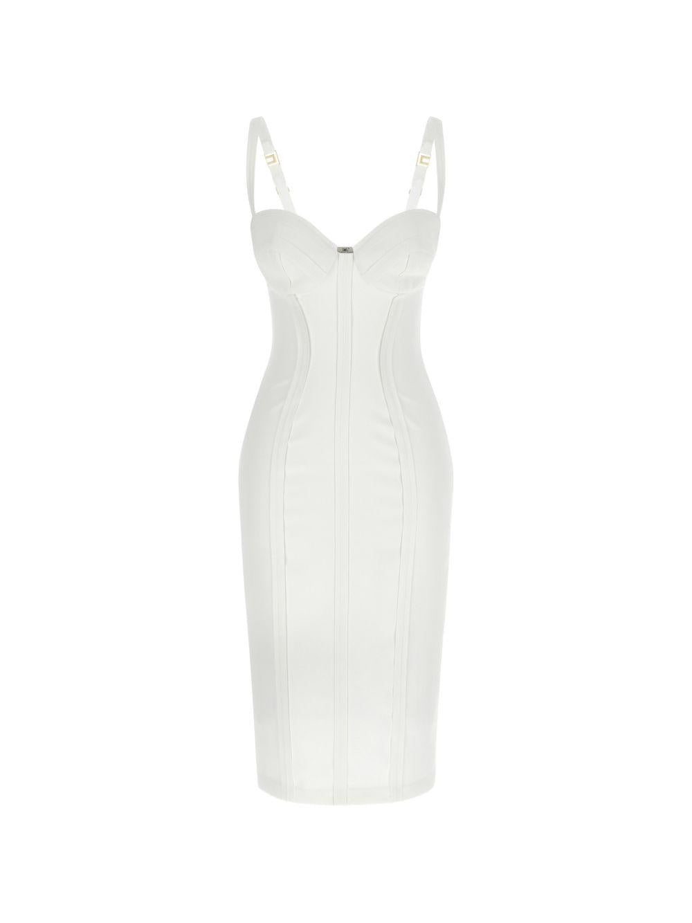 Light crepe dress with raw-cut fabric AB91861E2 360 ELISABETTA FRANCHI