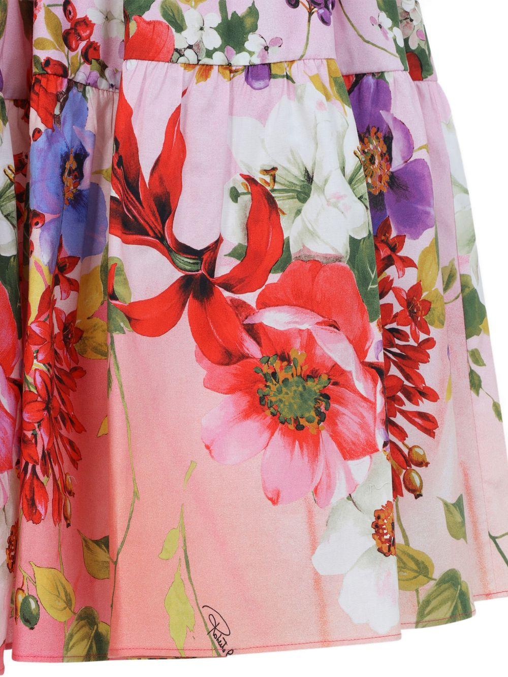 Midi Skirt with Miami Flowers Print WQT303 3AR32D0509 ROBERTO CAVALLI