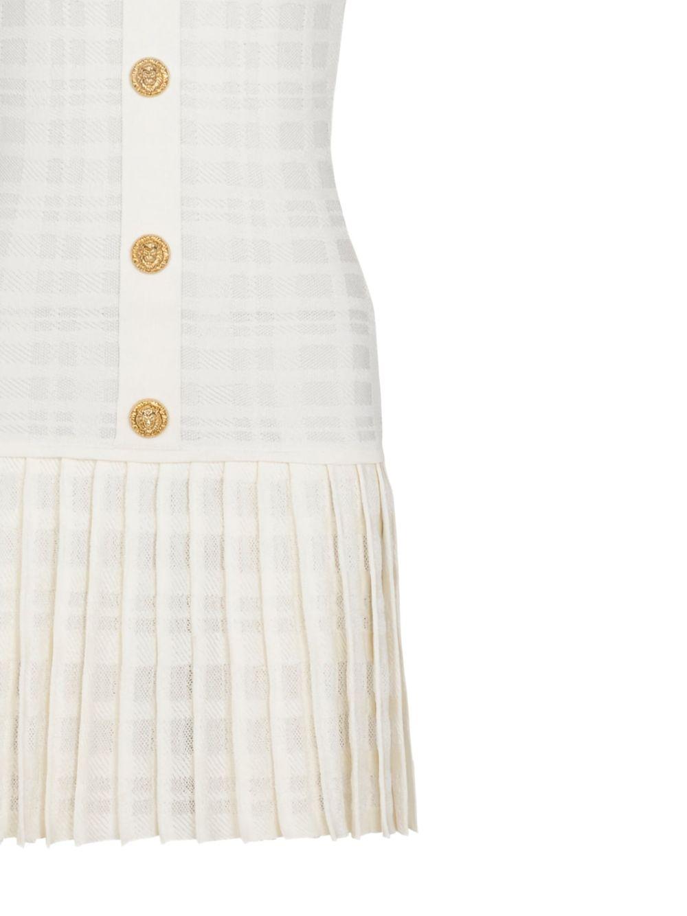 button-embellished pleated dress GF1R3375KJ36 0KA BALMAIN