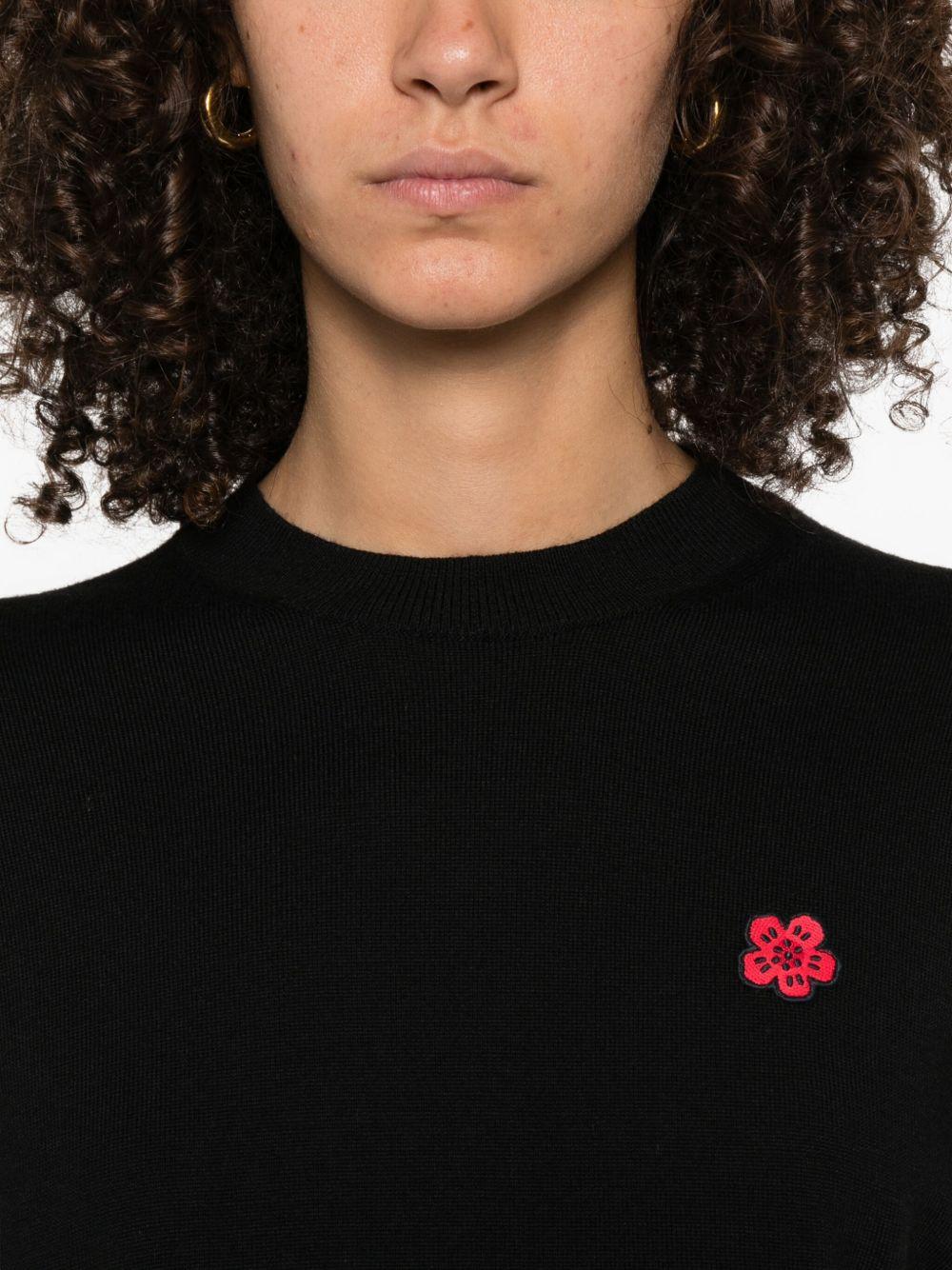 'Boke Flower' embroidered jumper in merino wool FF62PU7273LB 99JBLACK KENZO