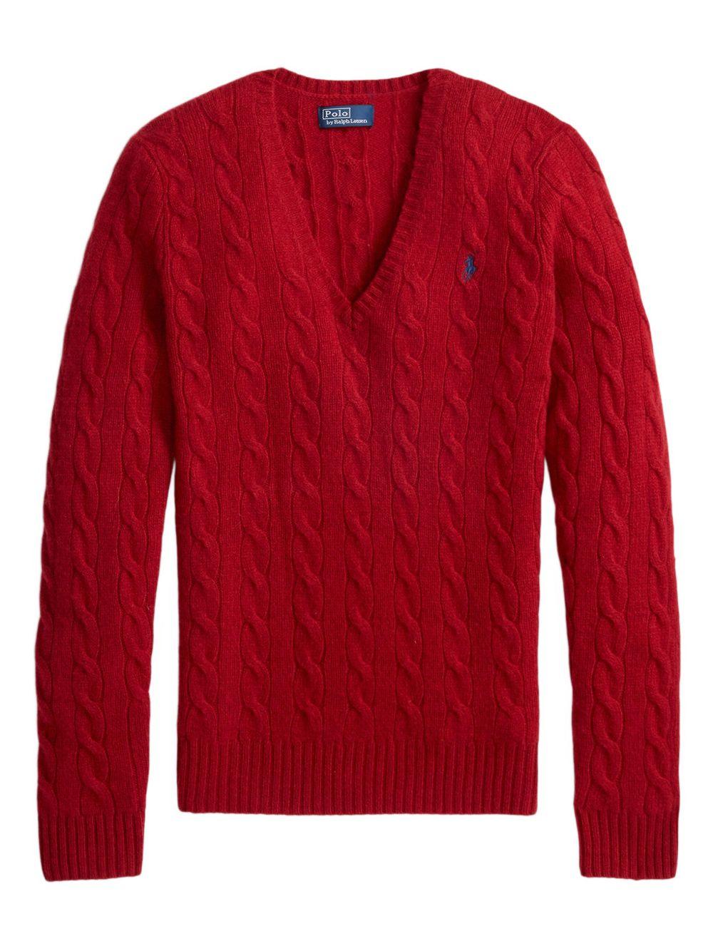Cable-Knit Wool-Cashmere V-Neck Jumper 211971866012 FIRESIDERED POLO RALPH LAUREN