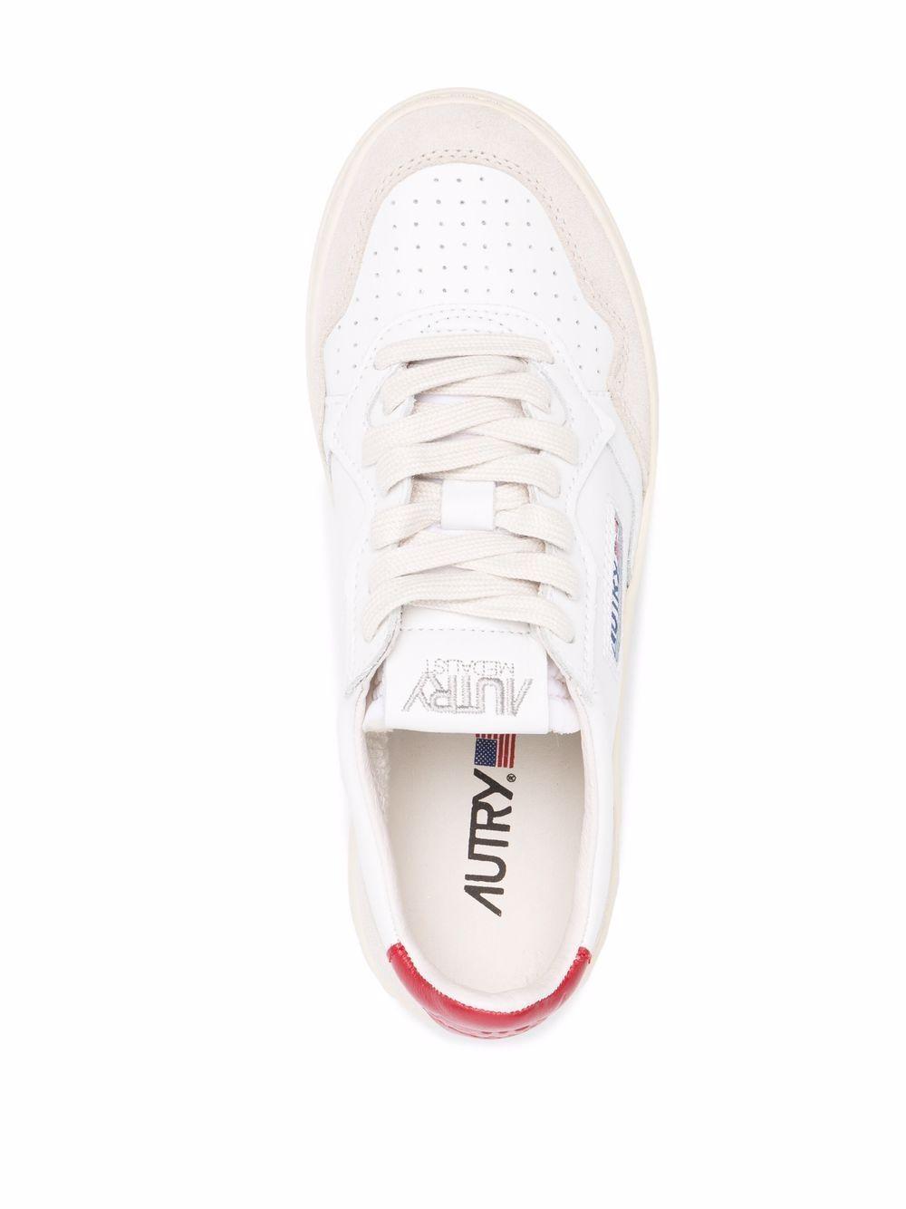 Medalist Low Sneakers in White Leather and Beige Suede AULW LS43WHT/RED AUTRY