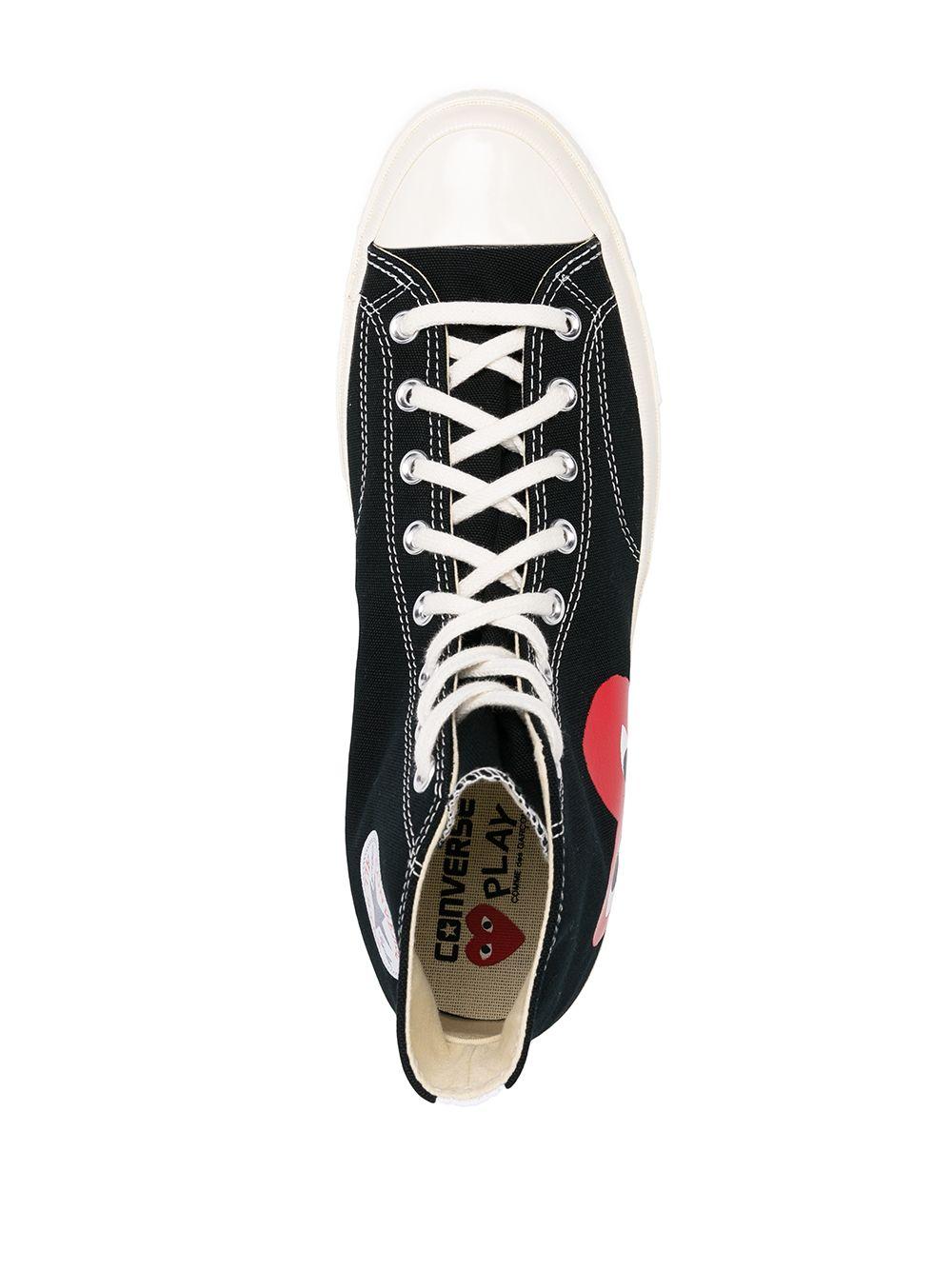 Converse x CDG<BR/>High-top black sneakers with heart application P1K112 BLACK COMME des GARÇONS PLAY x Converse