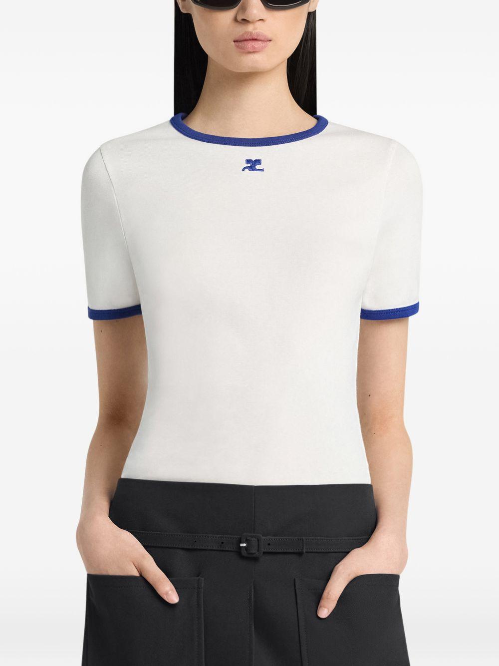logo-embroidered T-shirt 125JTS017JS0203 B257 COURRÈGES