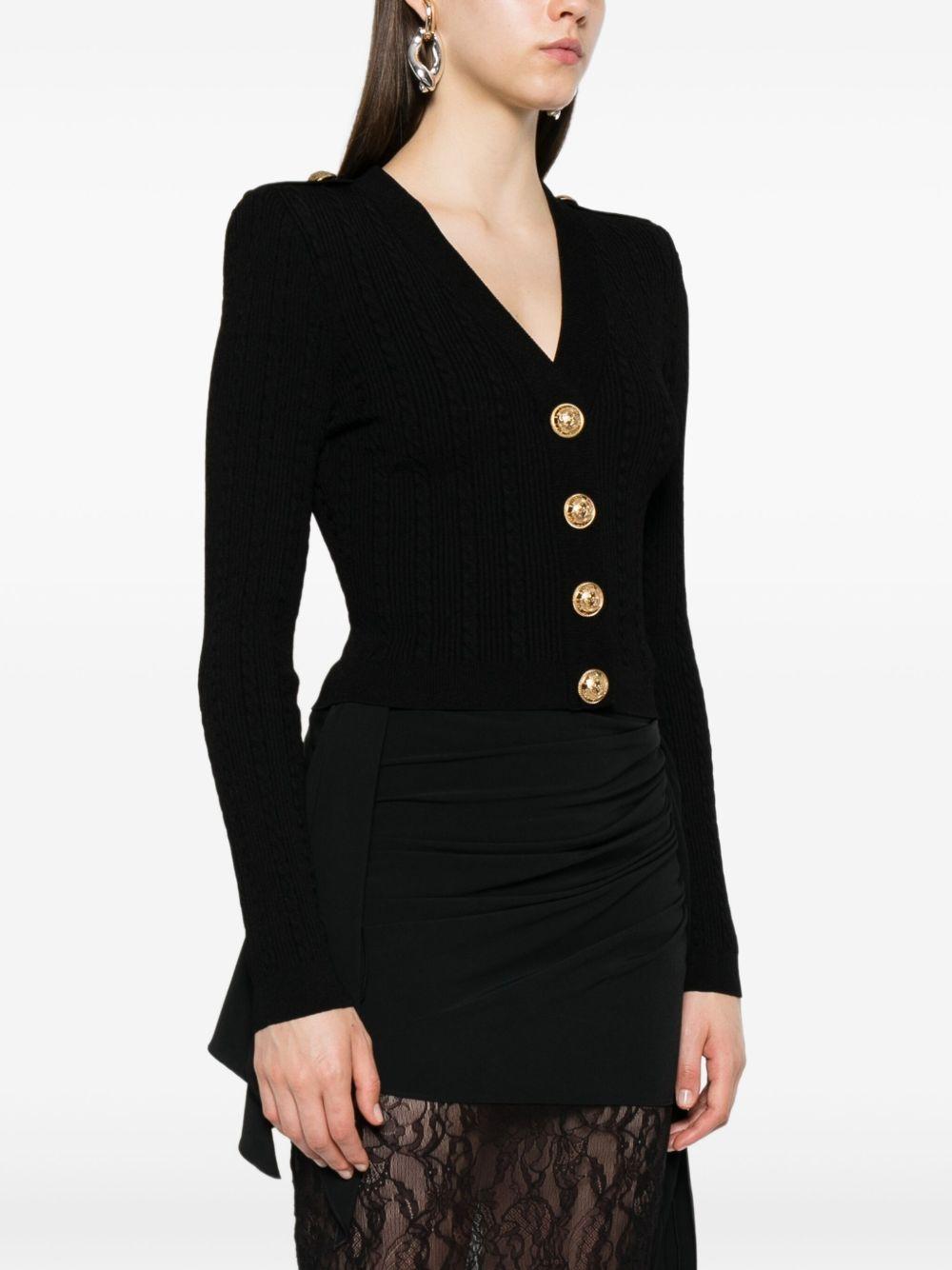 Long-sleeved cable-knit cardigan FF1KL245KI50 0PA BALMAIN