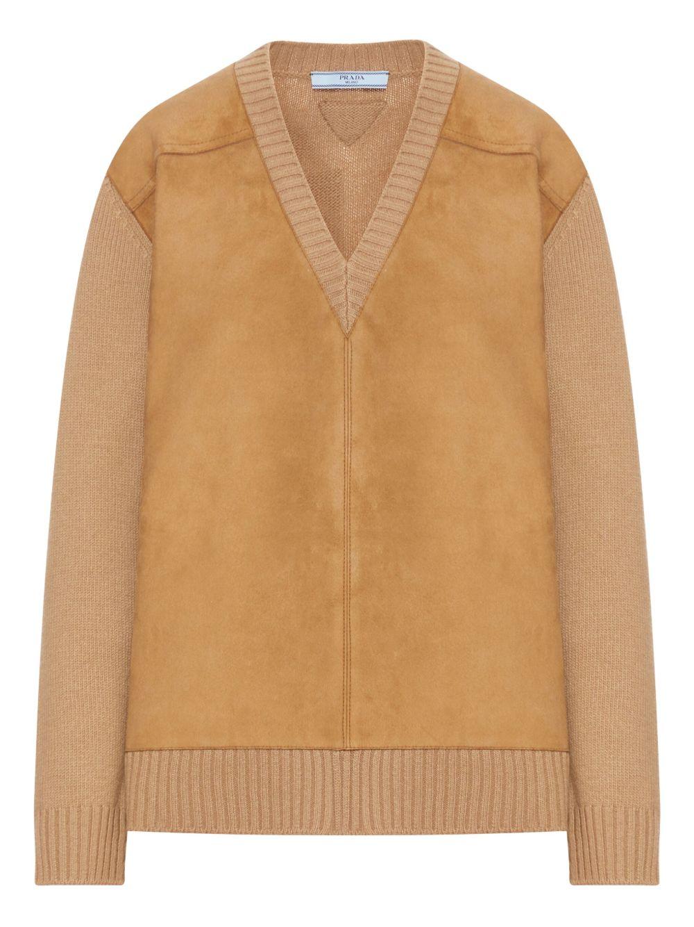 Cashmere, wool and suede sweater P24T2BS-OOO 173PF0C59 PRADA