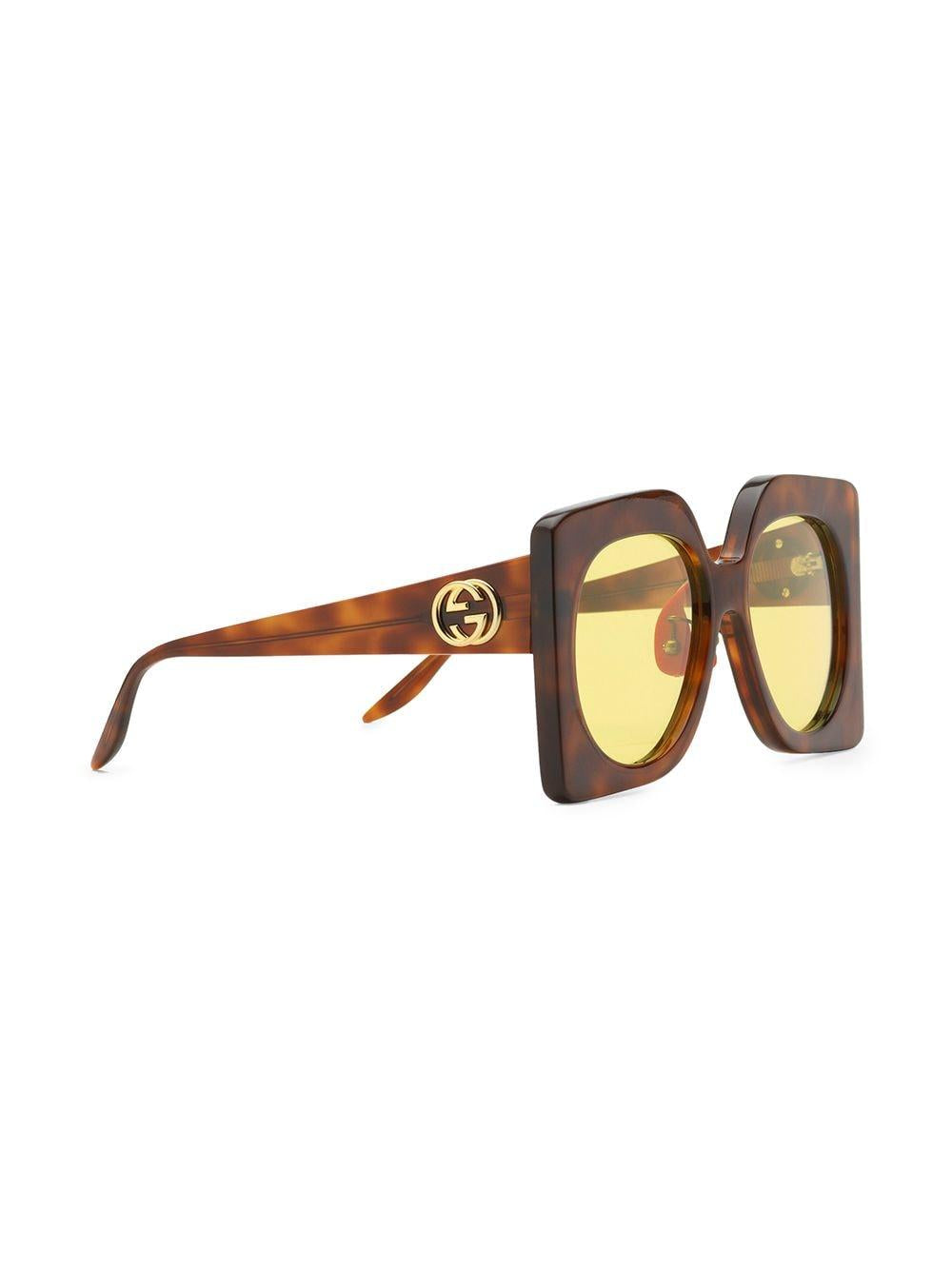 Brown acetate/rubber oversized-frame tinted sunglasses 632681 J07402326 GUCCI