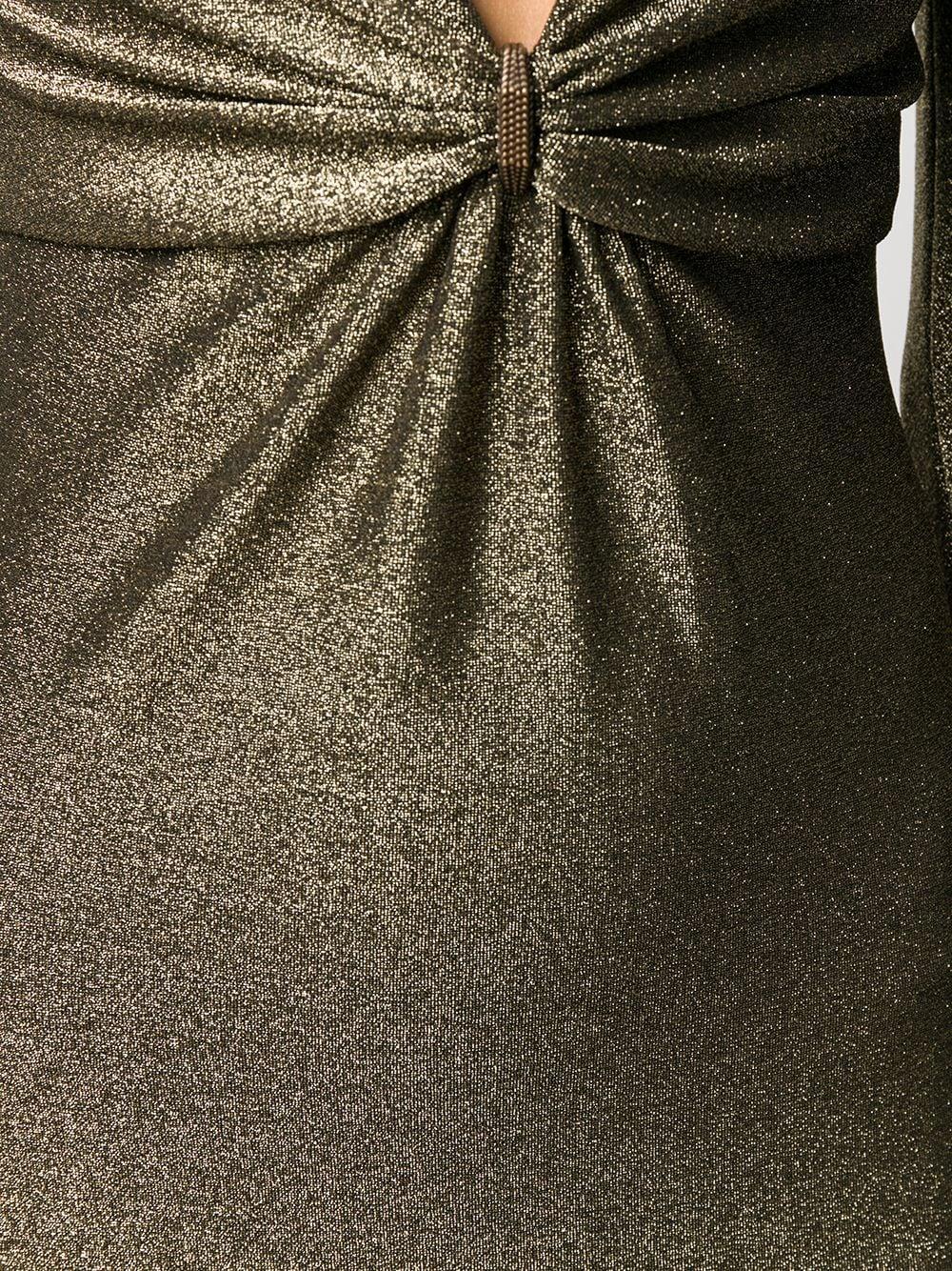 Gold-tone metallic plunging-neck dress 632415 YBYA21039 SAINT LAURENT