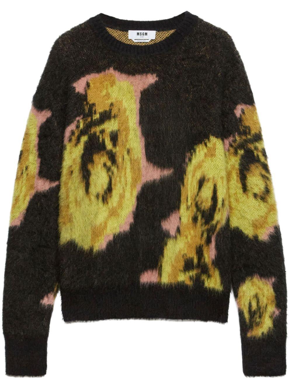 Rose intarsia print jumper<BR/><BR/><BR/> 3740MM217 24758099 MSGM