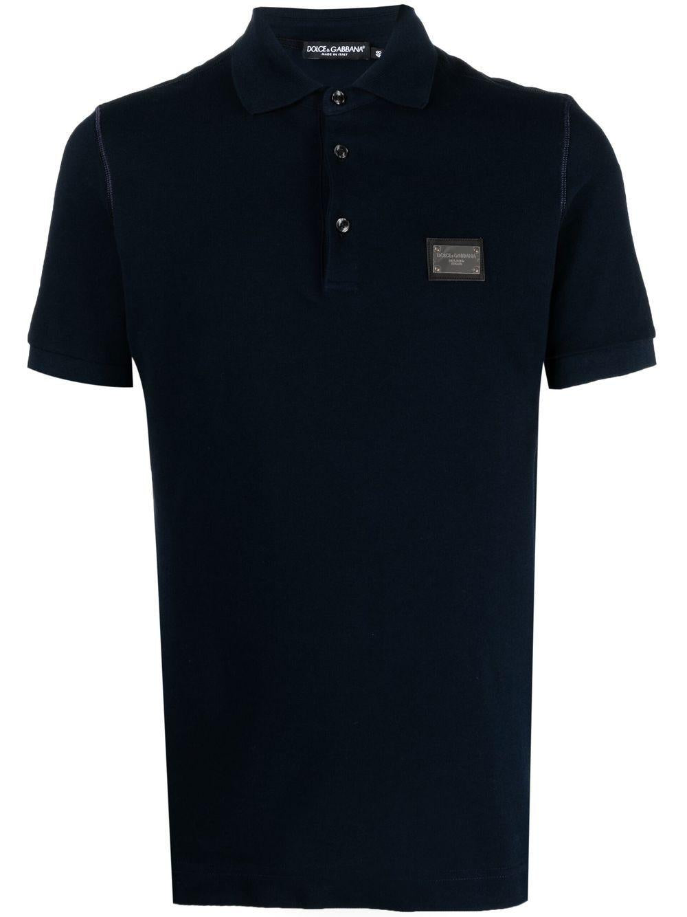 Cotton piquet polo shirt with logo plaque G8PL4T G7F2HB0665 DOLCE & GABBANA