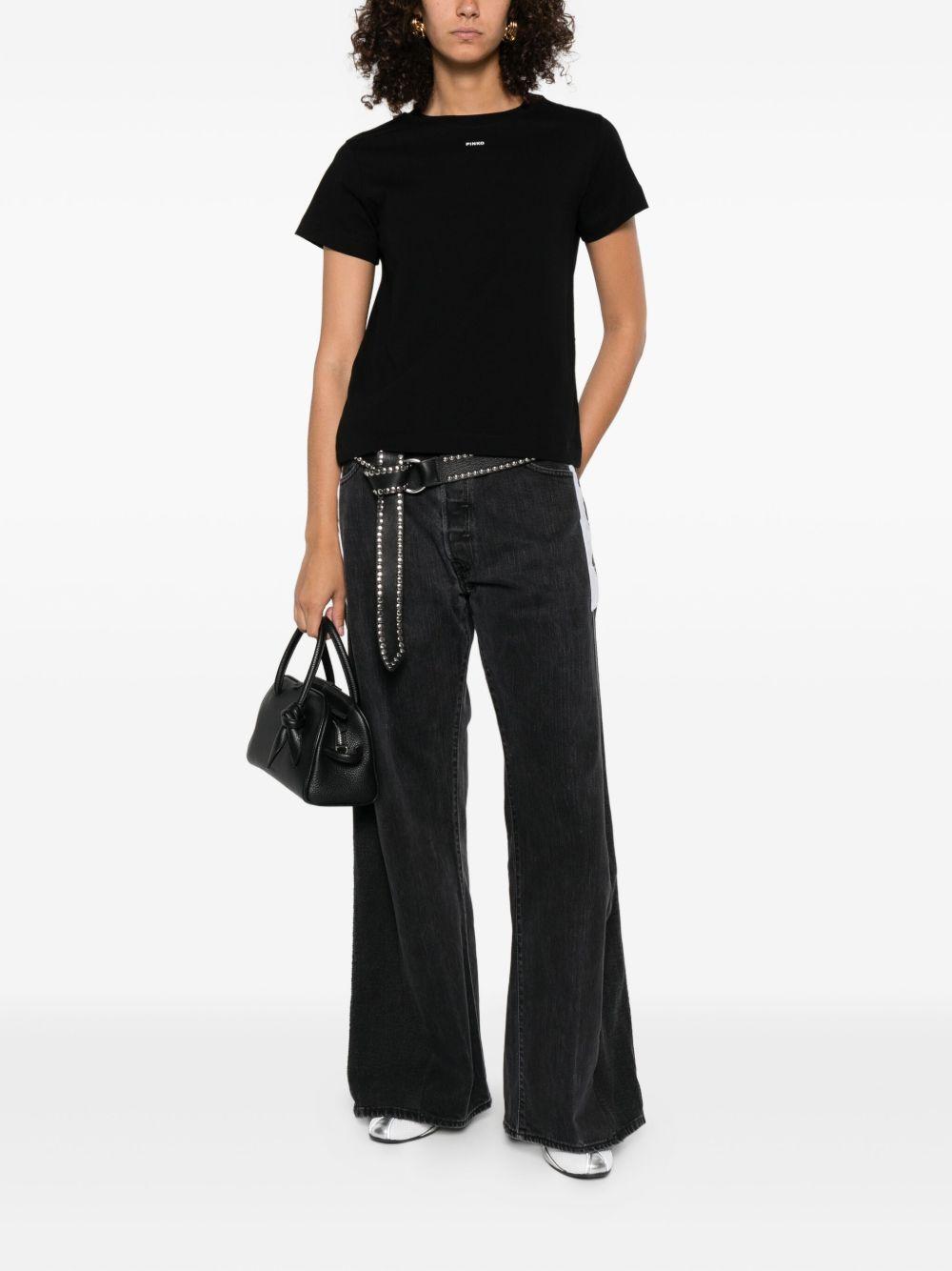 Logo-print T-shirt 100373 A2REZ99 PINKO