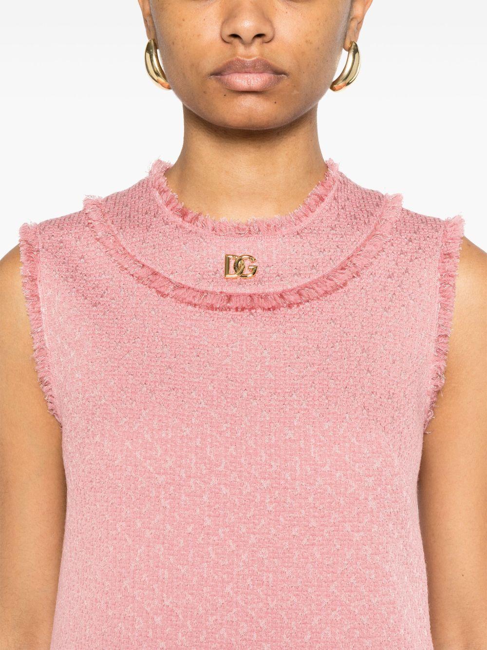 Sleeveless raschel tweed dress with DG logo F6ARUT HUMUAF0473 DOLCE & GABBANA