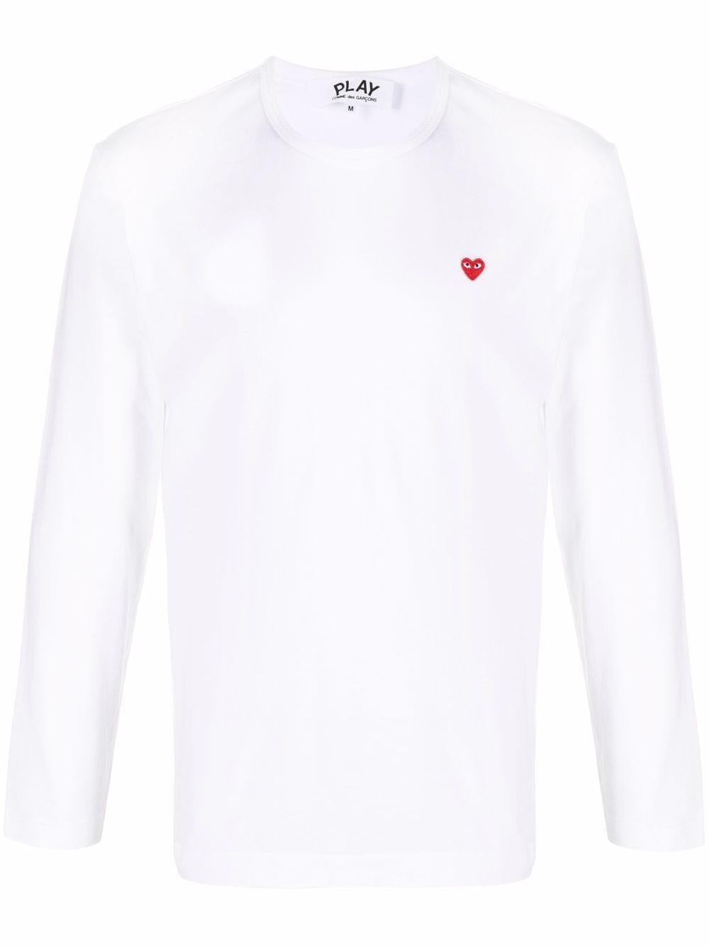 White long sleeves heart print long sleeved shirt AXT308051 WHITE COMME des GARÇONS PLAY x Converse