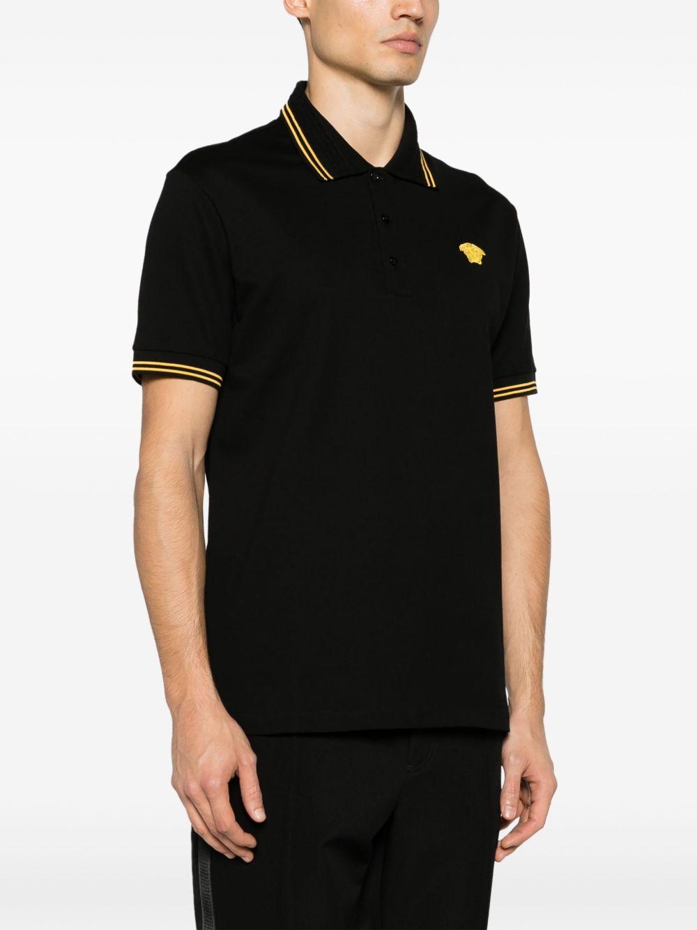 Medusa Head-embroidered cotton polo shirt 1013910 1A098601B000 VERSACE