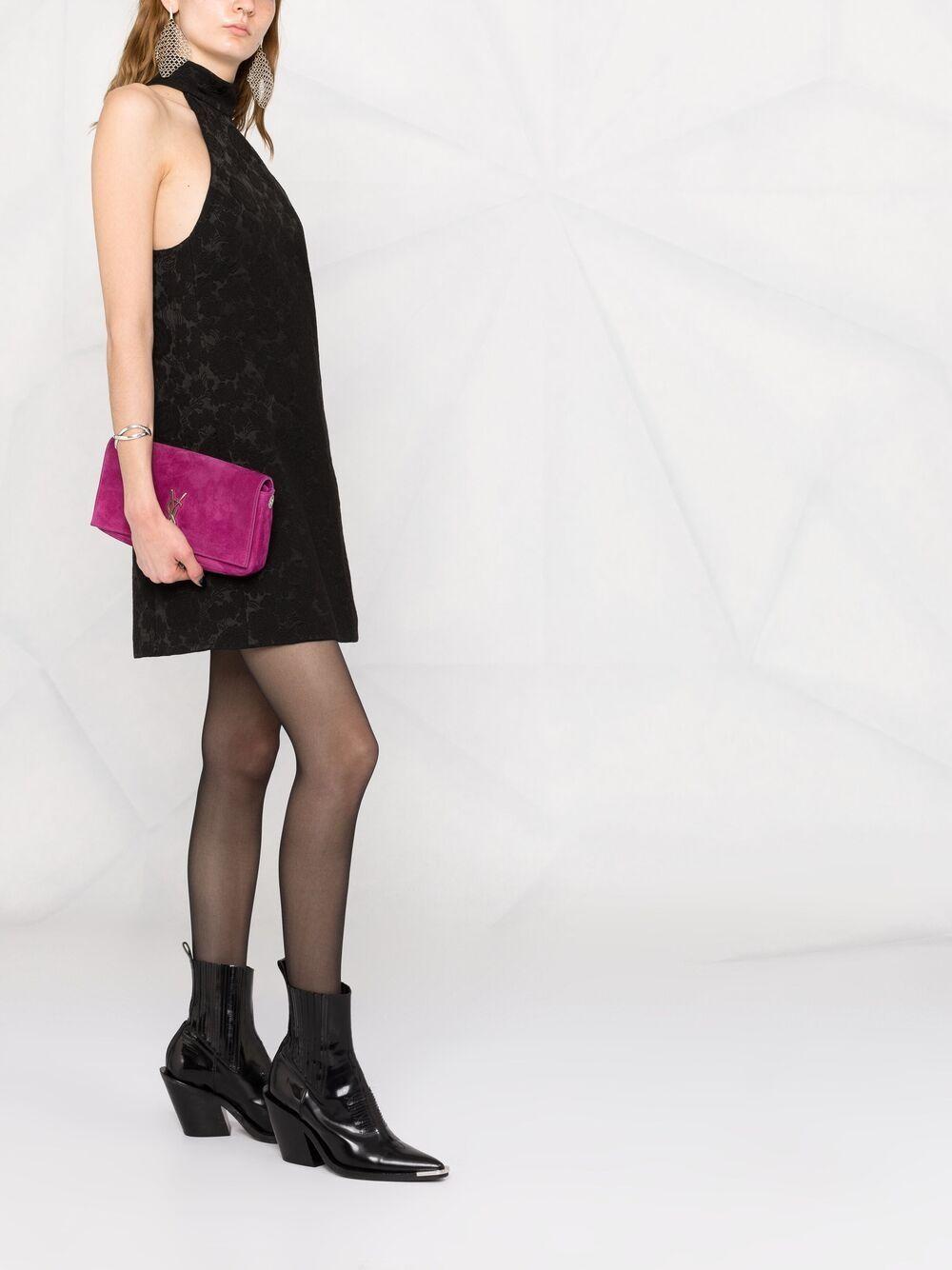 Black silk sleeveless A-line dress 657970Y830T 1000 SAINT LAURENT