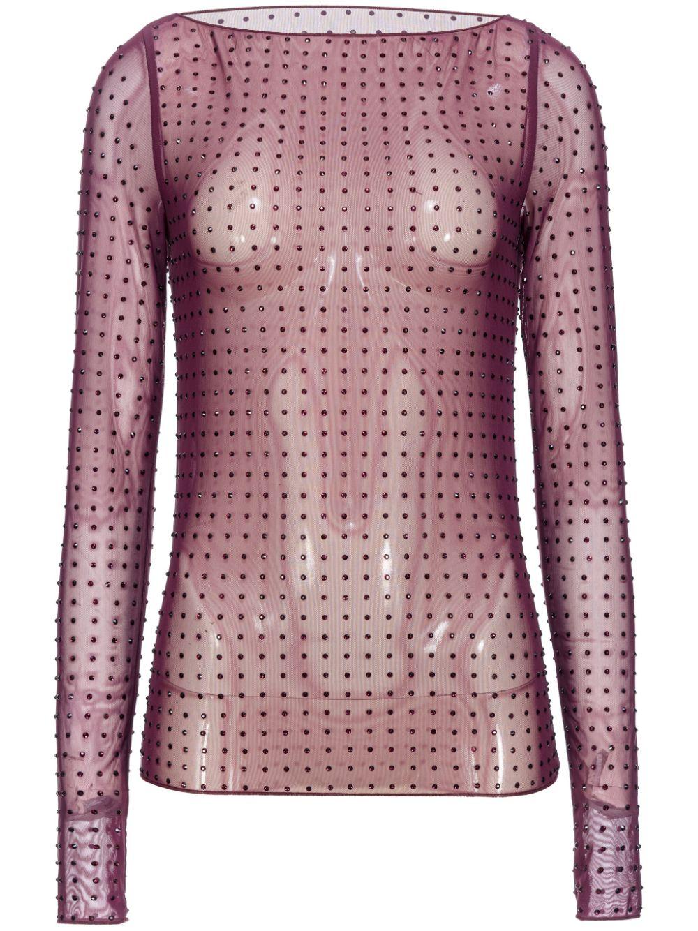 Seamless semi-sheer blouse<BR/><BR/><BR/><BR/><BR/> 103911 A220W44 PINKO