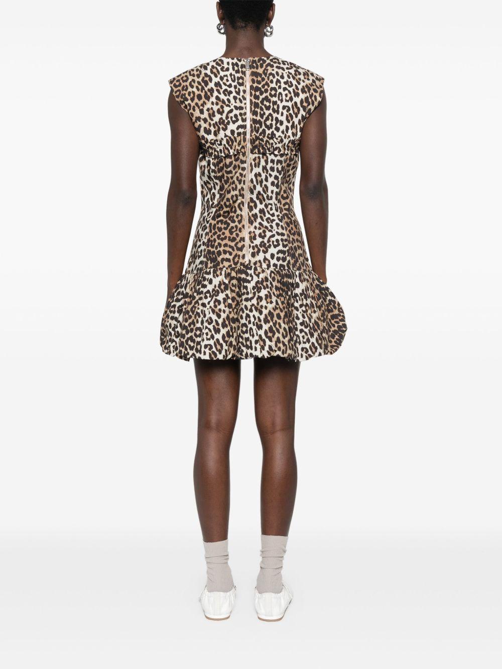 Leopard-print cotton mini dress<BR/><BR/> W0652 943 GANNI