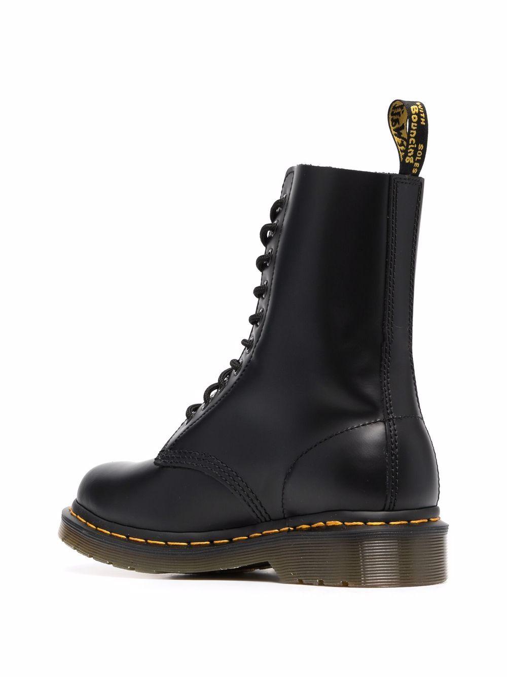 1490 lace-up combat boots<BR/> 11857001 1490BLACK SMOOTH DR. MARTENS