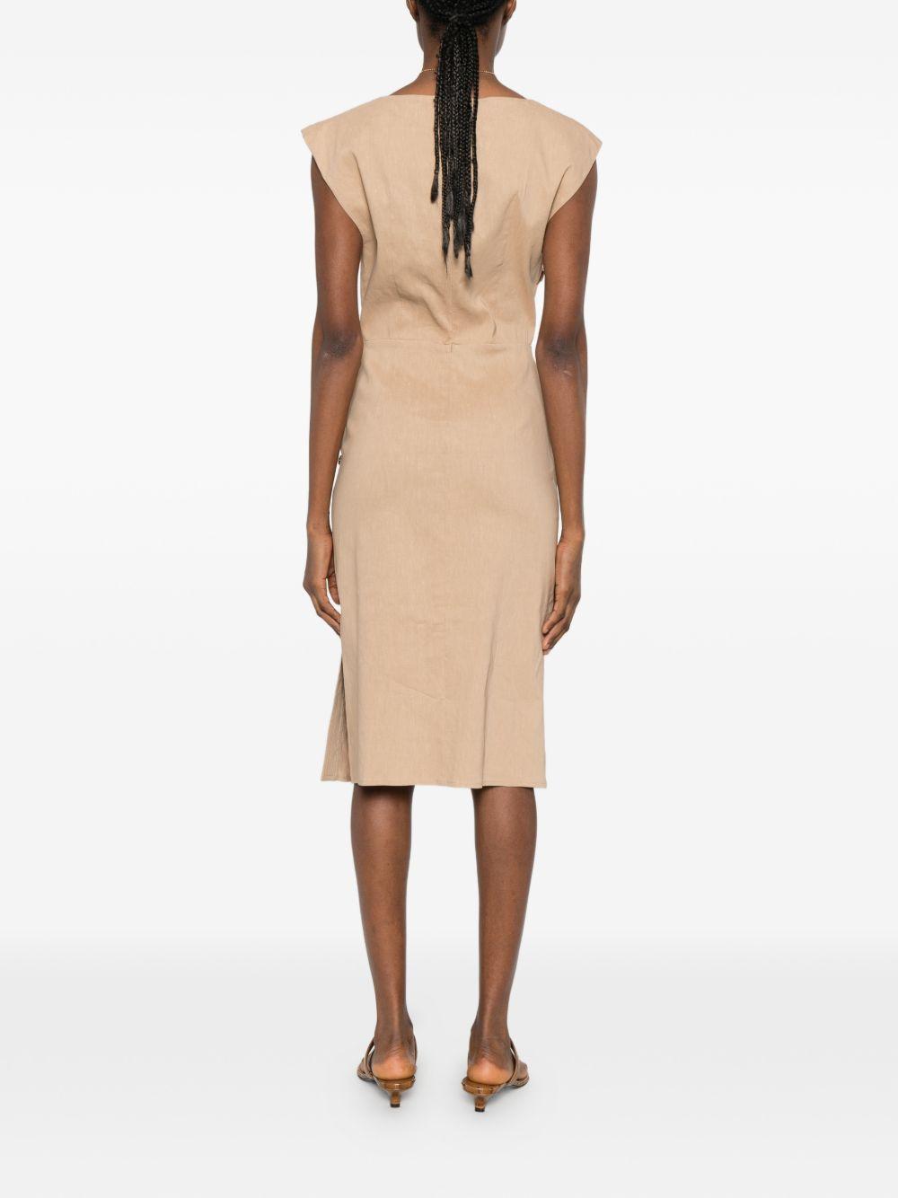 Slim-fitting calf-length dress in linen 106521 A34ID41 PINKO