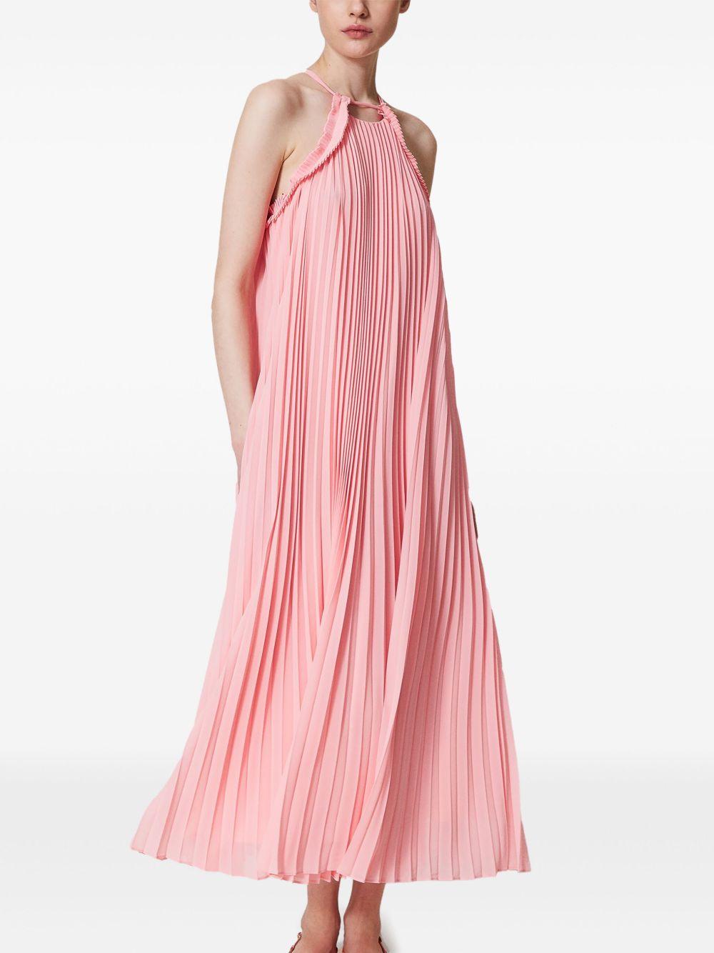 Long pleated georgette dress with belt 251TP2332 12142 TWINSET