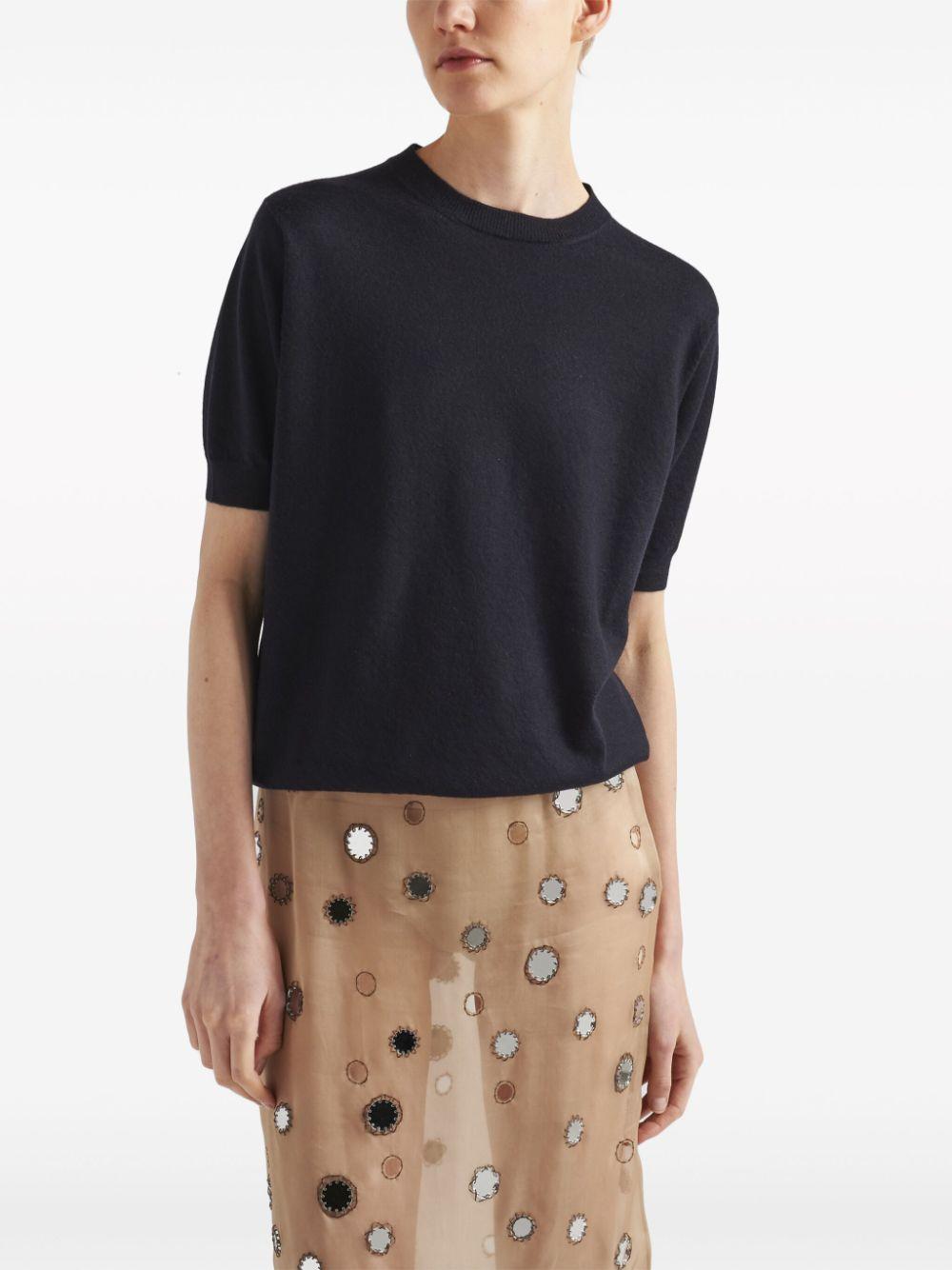 Triangle-logo cashmere knitted top P24D2Q 10LJF0008 PRADA