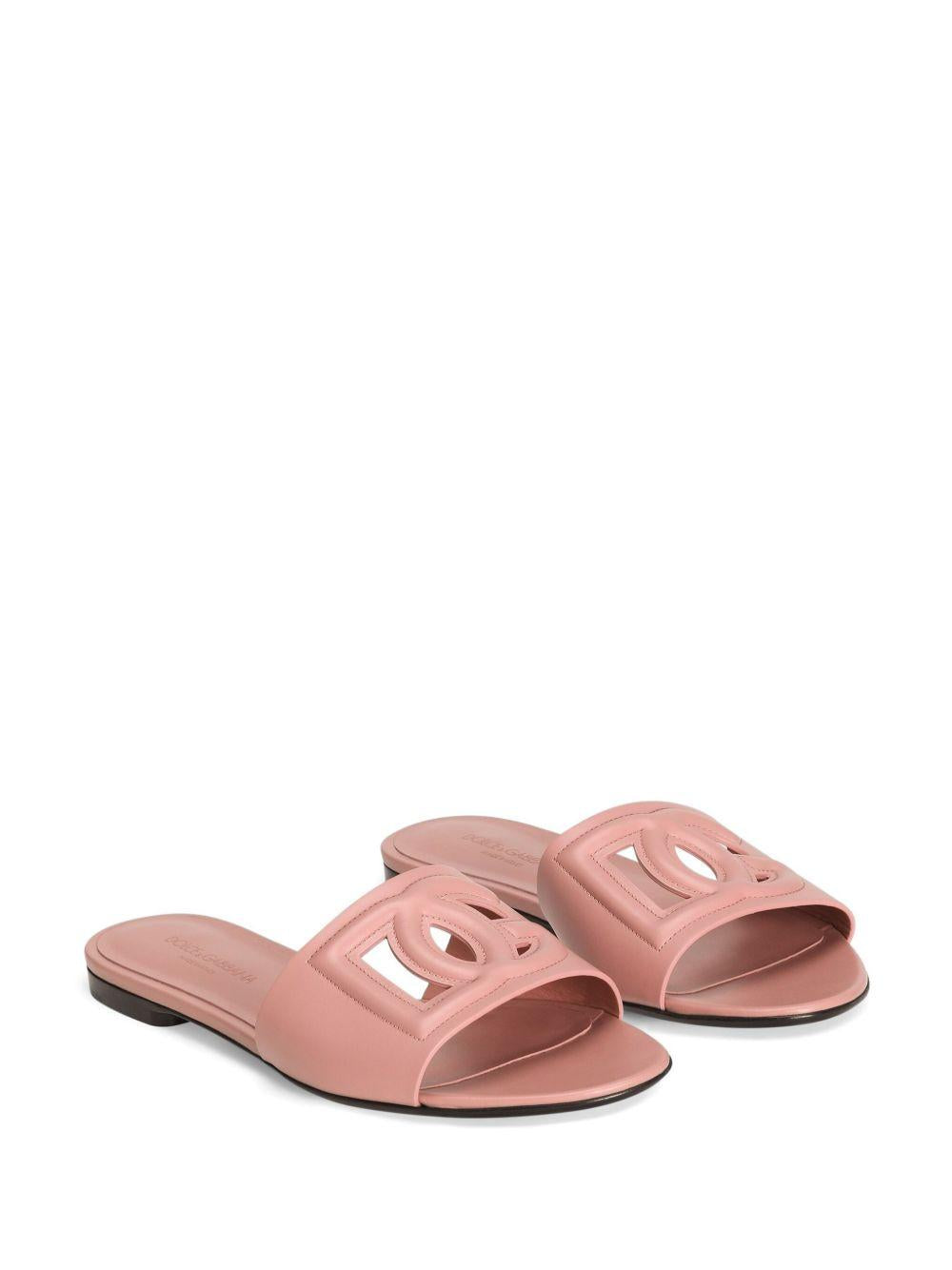 Calfskin slides with DG logo CQ0436 AY32980405 DOLCE & GABBANA