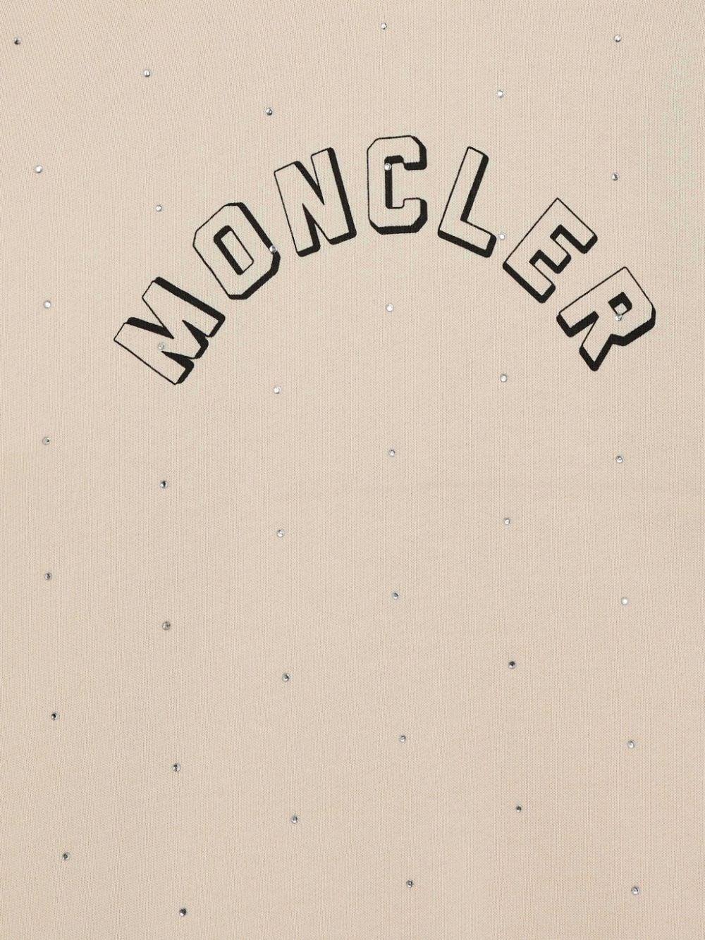 Rhinestone-embellished logo-print cotton hoodie<BR/><BR/><BR/> 8I00008 899PS050 MONCLER KIDS