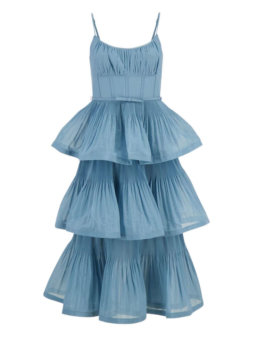 pleated tiered midi dress 6354DC26R DPBL ZIMMERMANN