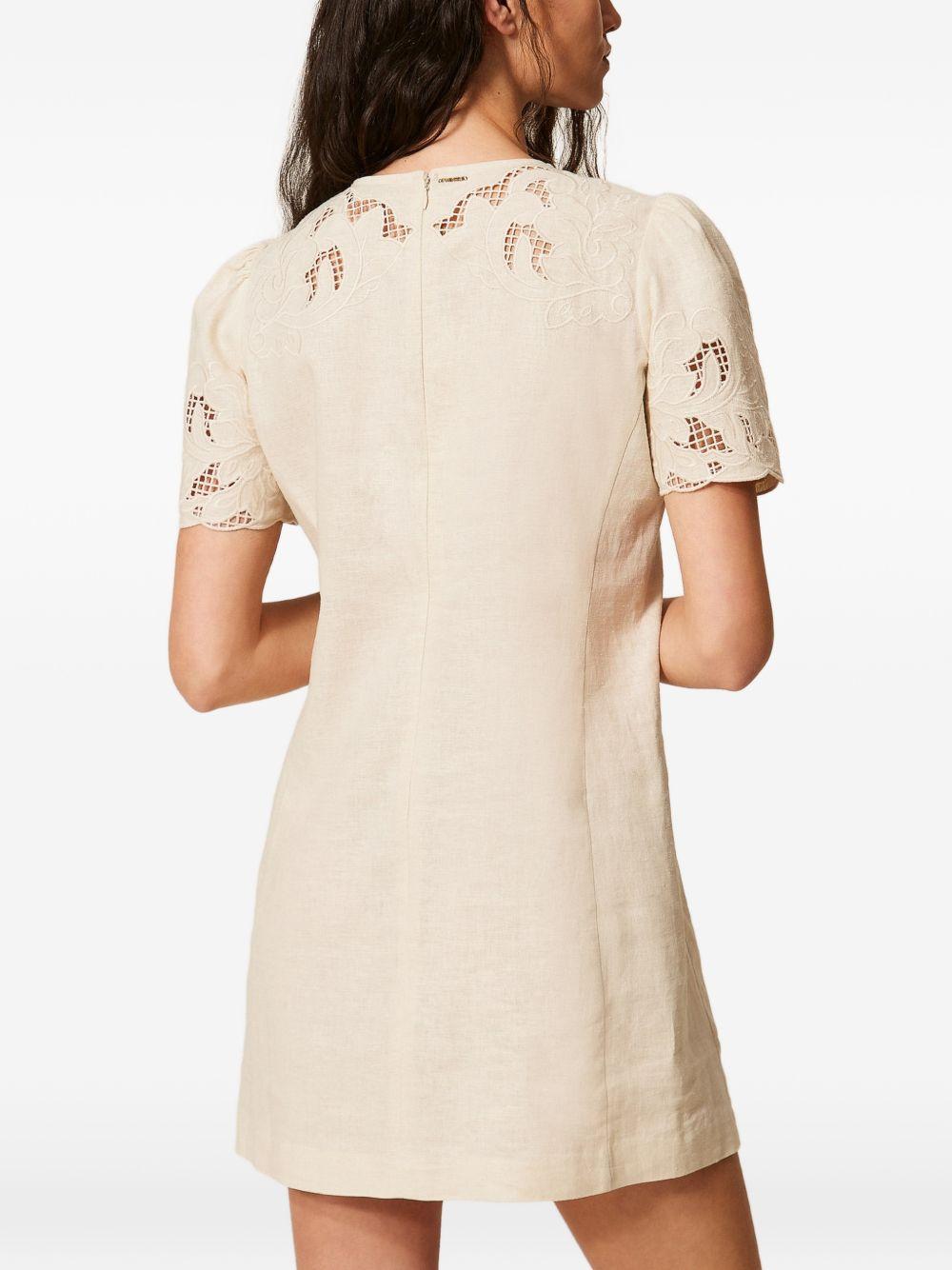 Short linen blend dress with embroidery 261TP2310 S2140000059 TWINSET
