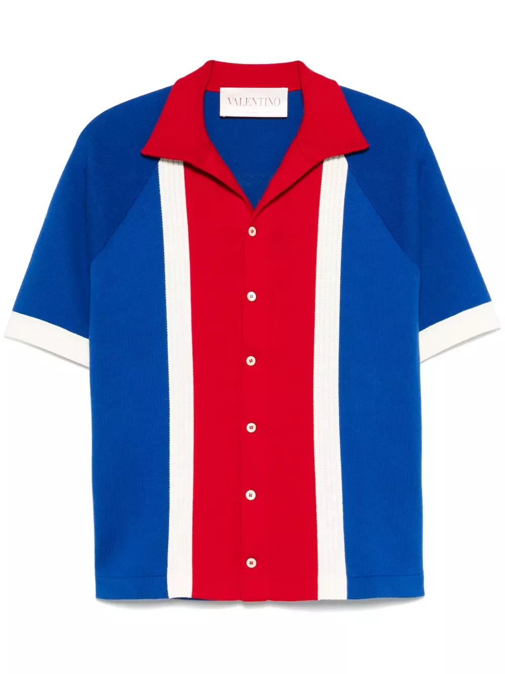 COTTON BOWLING SHIRT WITH CHEZ VALENTINO EMBROIDERY<BR/><BR/><BR/> 6V3KP03SAR5 RFJ VALENTINO GARAVANI