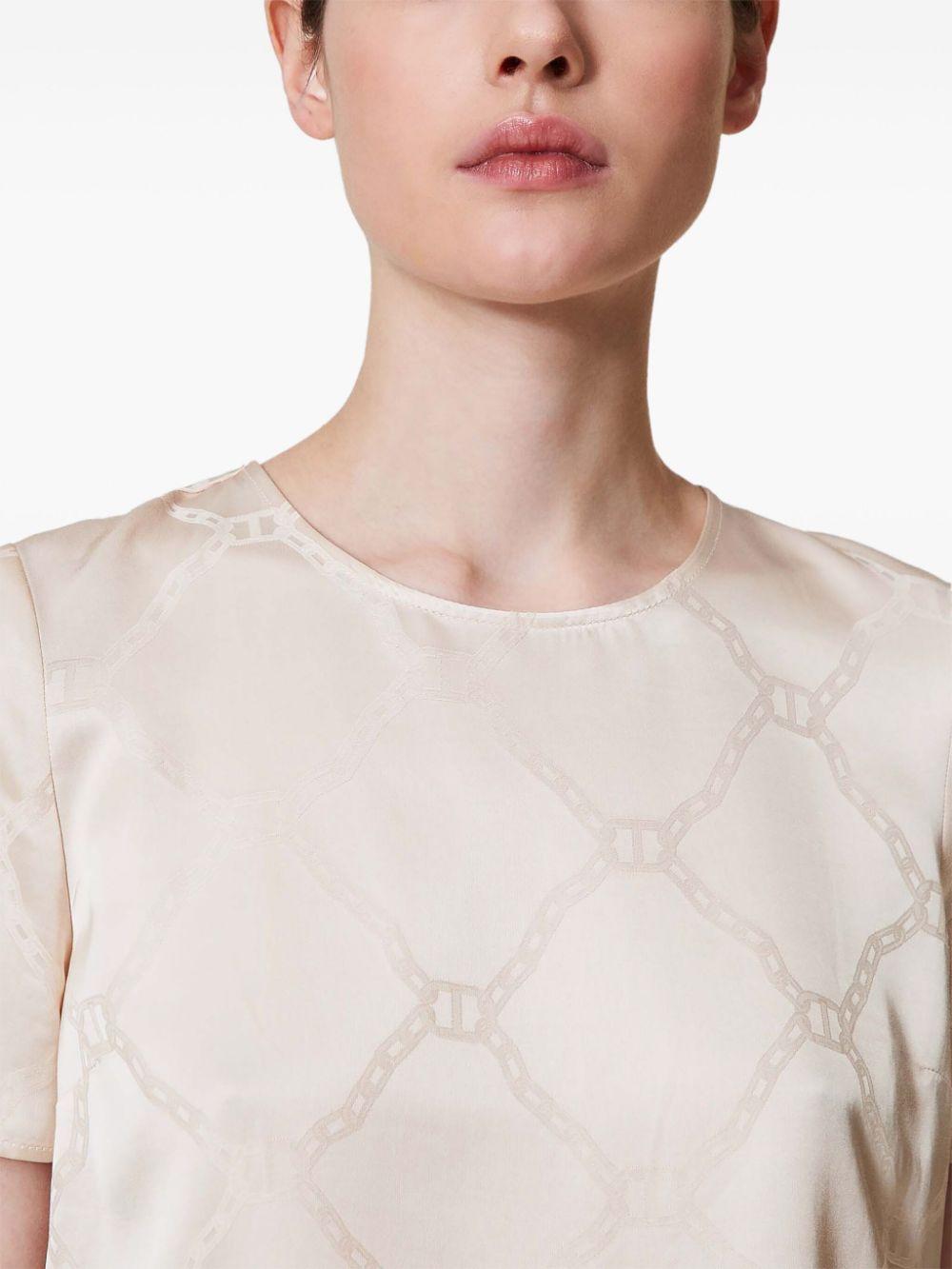 Blouse with jacquard Oval T 251TP2012 11748 TWINSET
