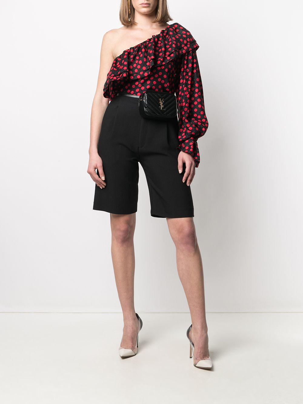 Black/red silk one-sleeve polka-dot silk blouse 646000Y8B07 1091 SAINT LAURENT