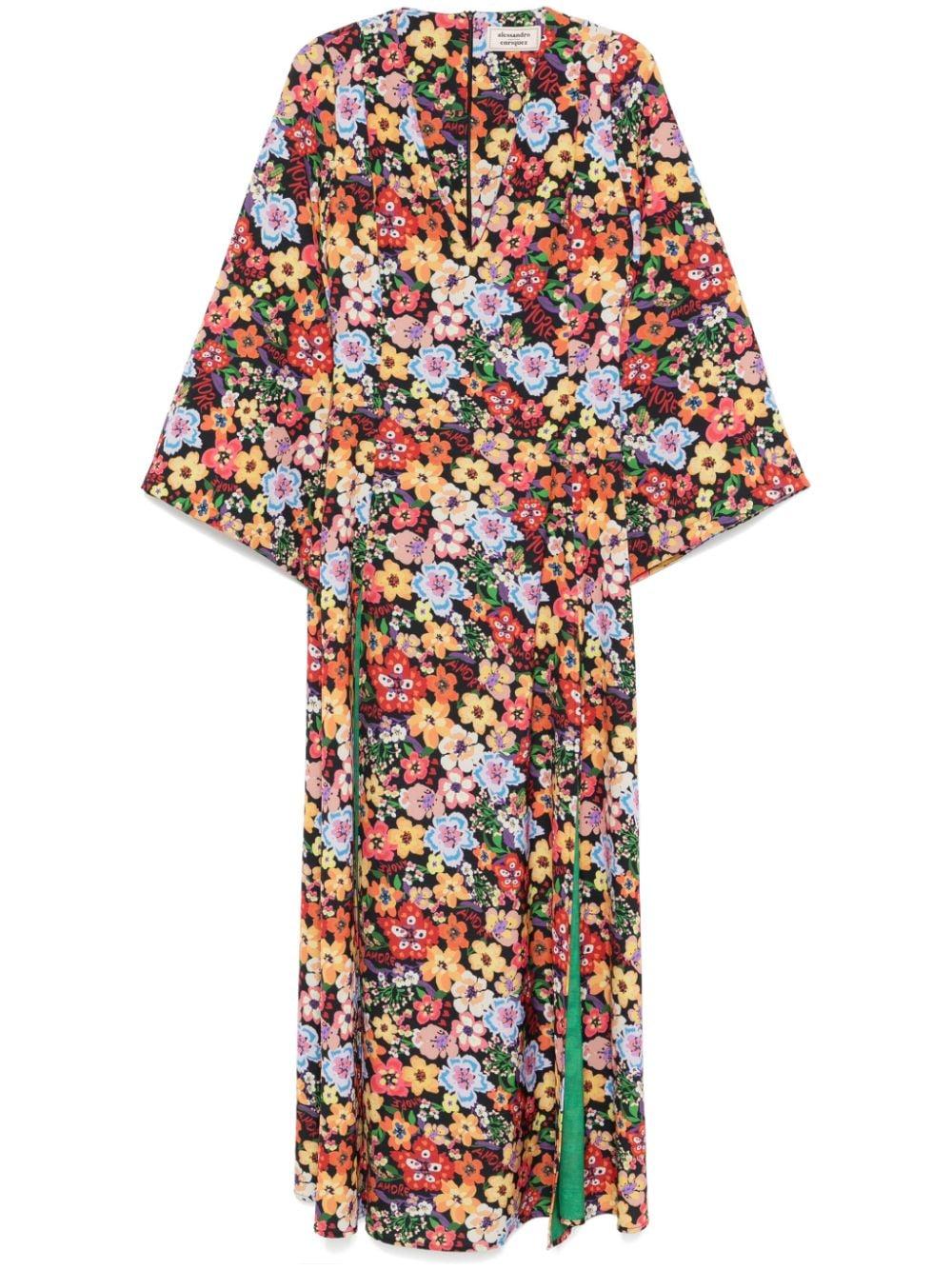 Floral-print maxi dress AE-D60-CD FLOWAMO ALESSANDRO ENRIQUEZ