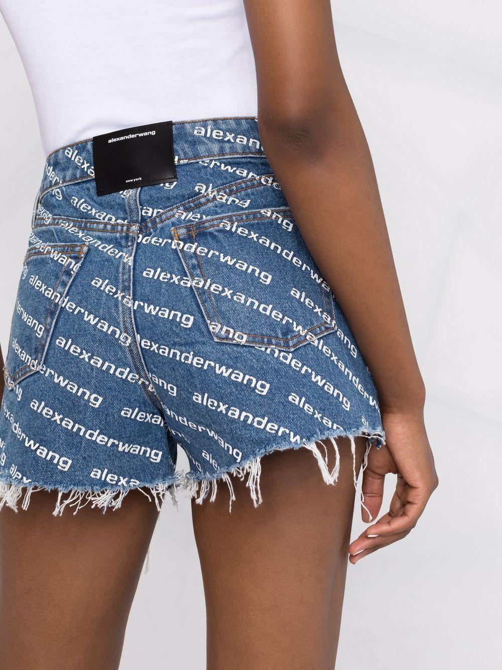 Logo-print denim shorts<BR/><BR/><BR/> 4DC1214897 460 ALEXANDER WANG