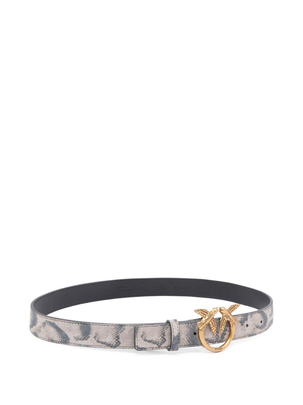Belt with python print and 3 cm Love Birds buckle 100125 A35XH8RQ PINKO
