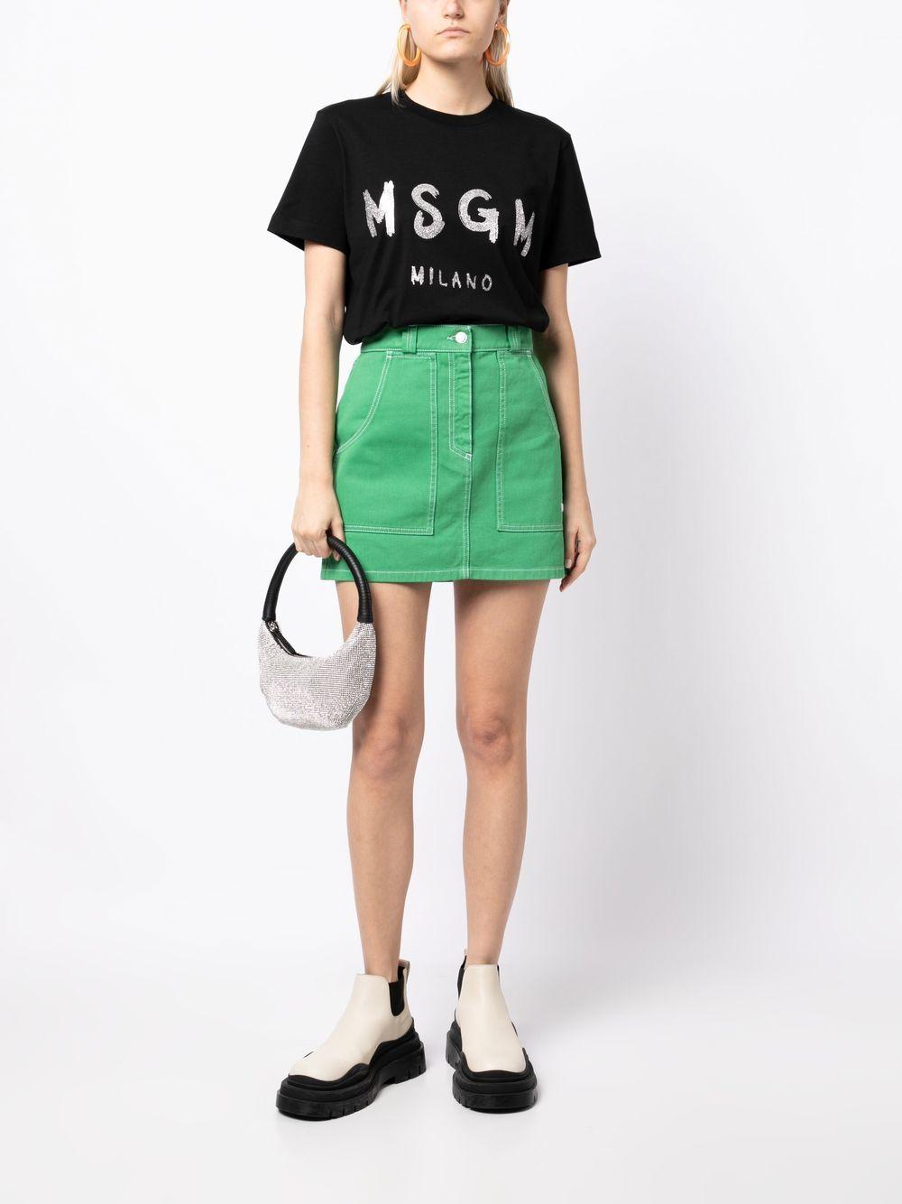 Graffiti logo-print T-shirt<BR/><BR/><BR/> 3441MDM510G 23700299 MSGM