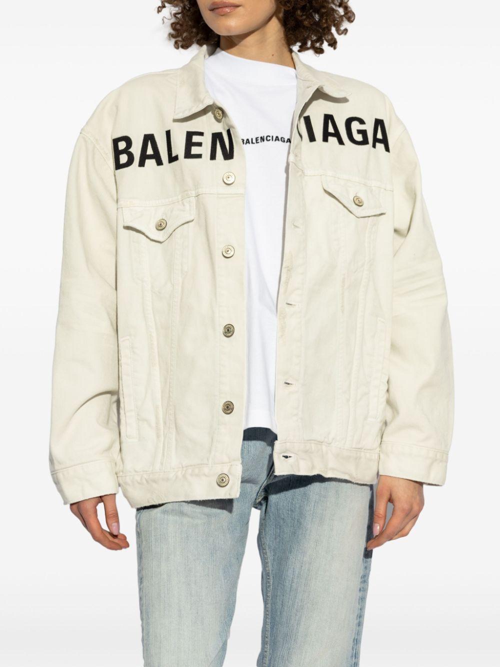 Logo-print denim jacket<BR/><BR/><BR/> 823408 TRWA39000 BALENCIAGA