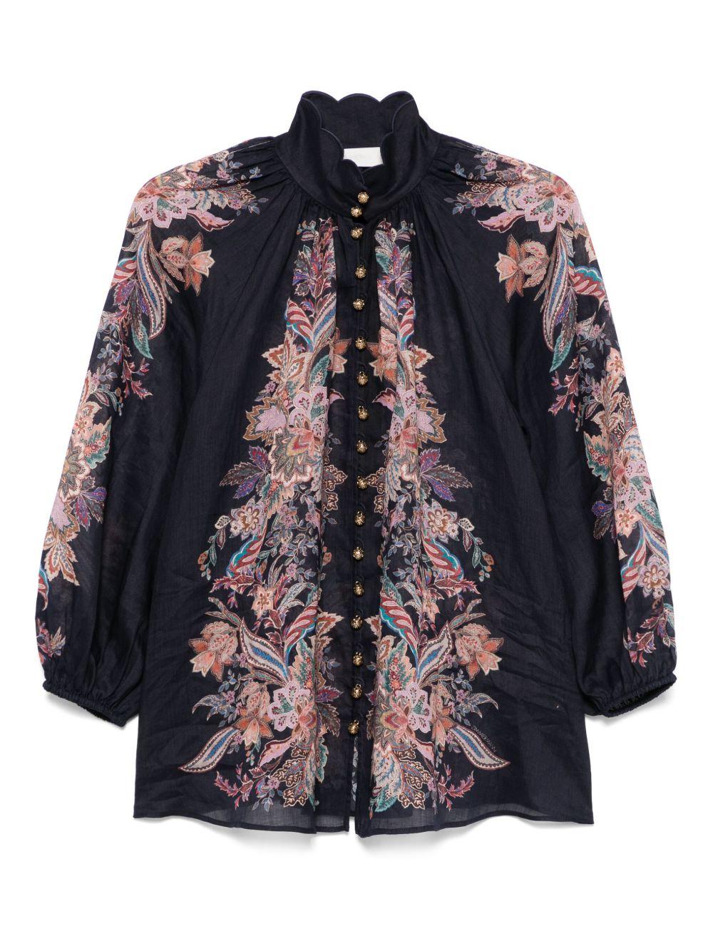 Rhiannon Billow blouse<BR/><BR/> 4273TSS251 NAVMLTPAI ZIMMERMANN