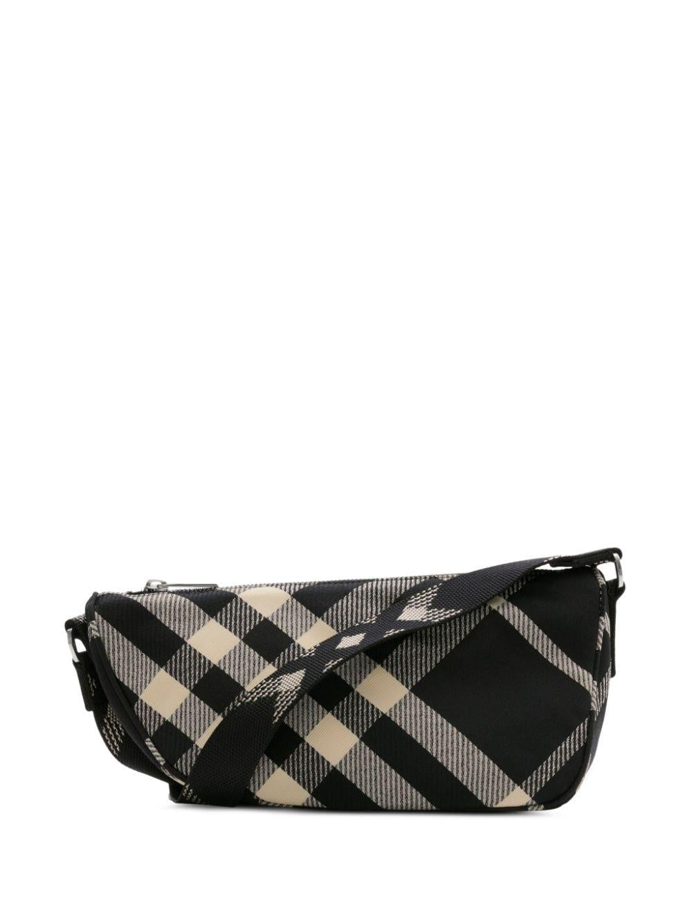 Small Shield checked messenger bag<BR/><BR/><BR/> 8089301 BLACK BURBERRY
