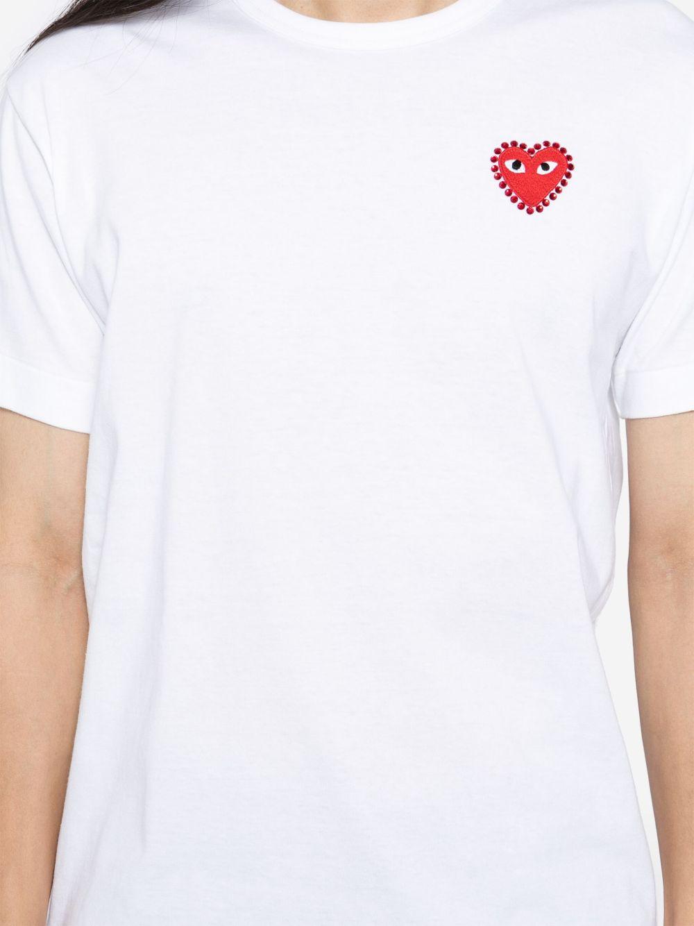 PLAY Rhinestone Emblem Red Heart T-Shirt AXT801 WHITE/RED COMME DES GARÇONS PARFUM