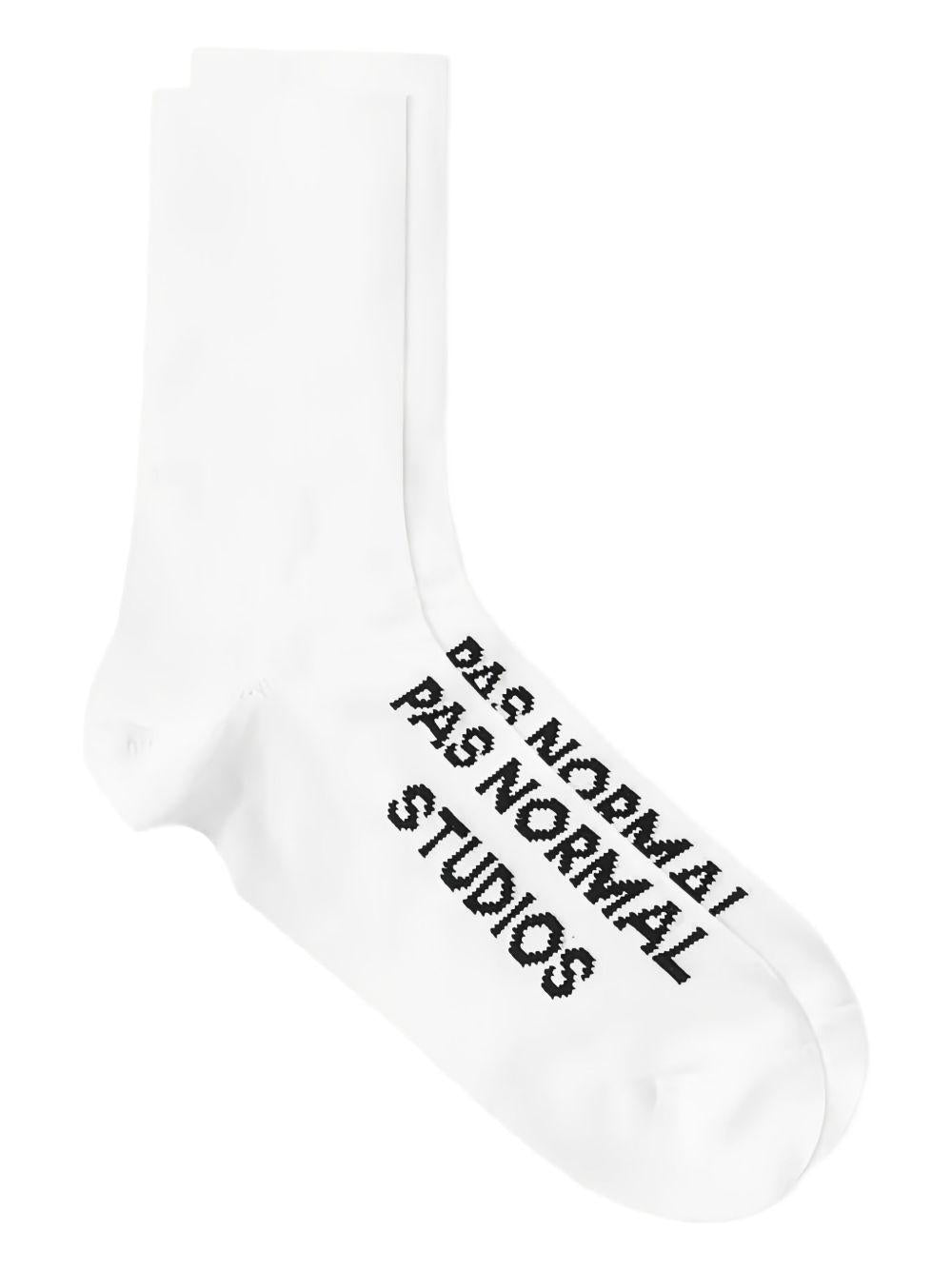 Pas Normal Studios logo oversock NA1904H WHITE PAS NORMAL STUDIOS