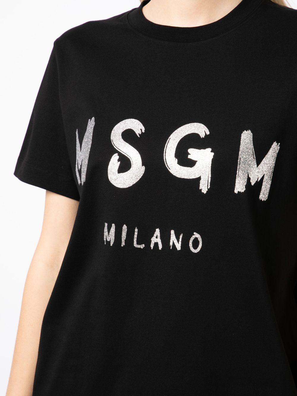 Graffiti logo-print T-shirt<BR/><BR/><BR/> 3441MDM510G 23700299 MSGM