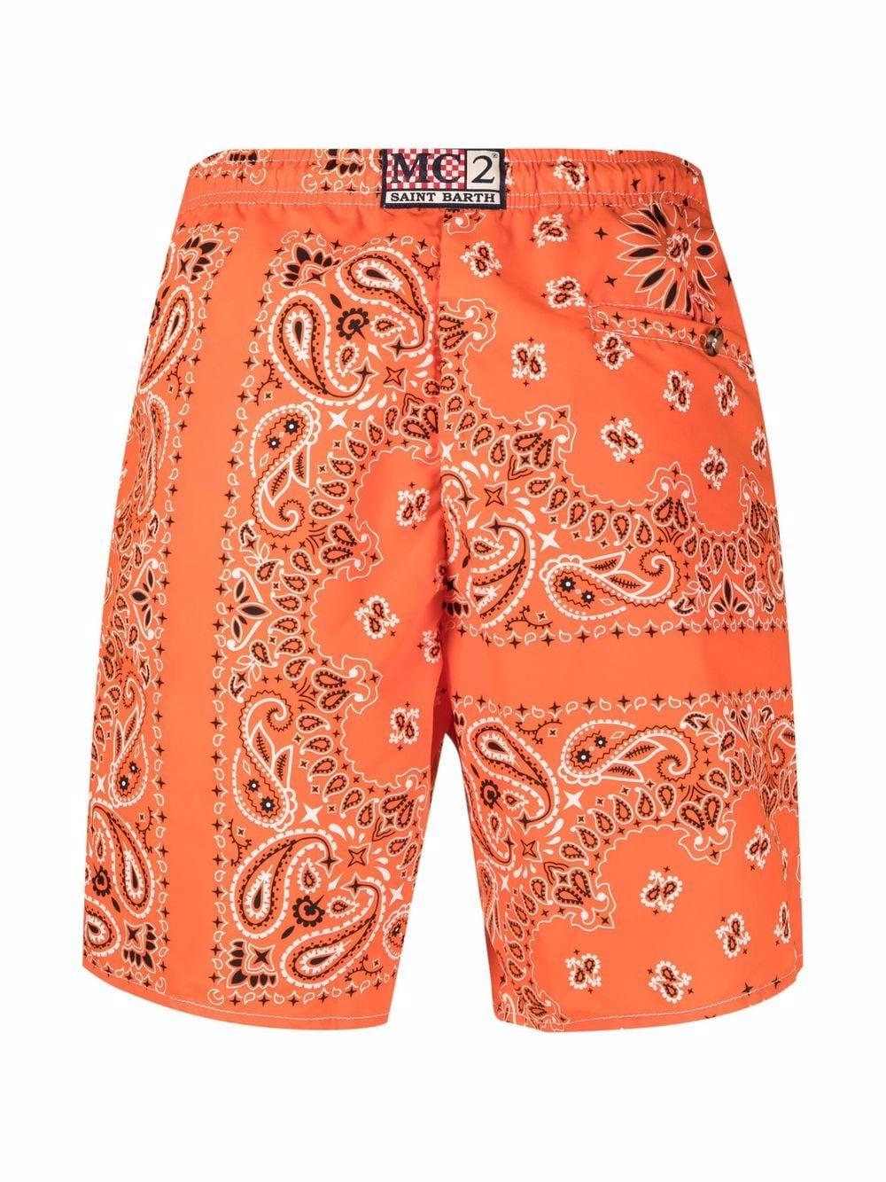 Orange bandana-print swim shorts<BR/><BR/><BR/> CAPRESE 02456FBANDANNA ROUND8501 MC2 SAINT BARTH