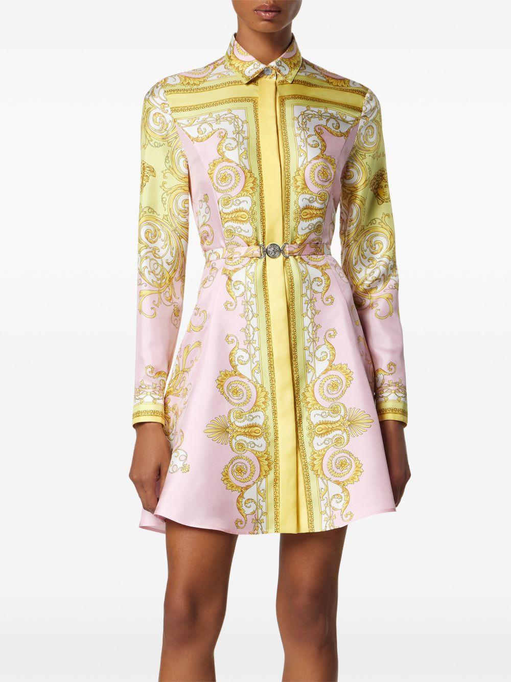 Printed Silk Twill Mini Shirt Dress 1018933 1A171655Y590 VERSACE